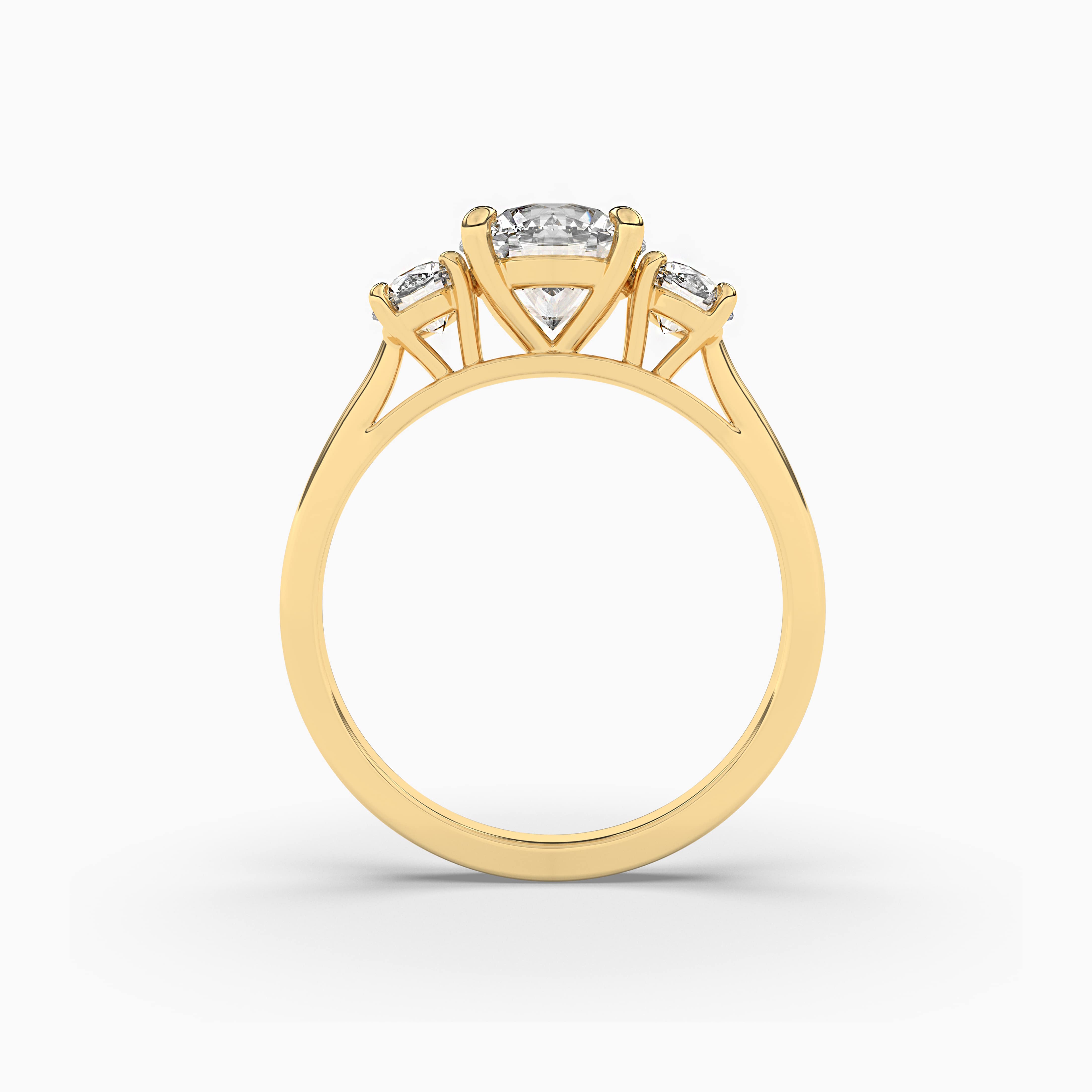 Three Stone Yellow Gold Diamond Ring