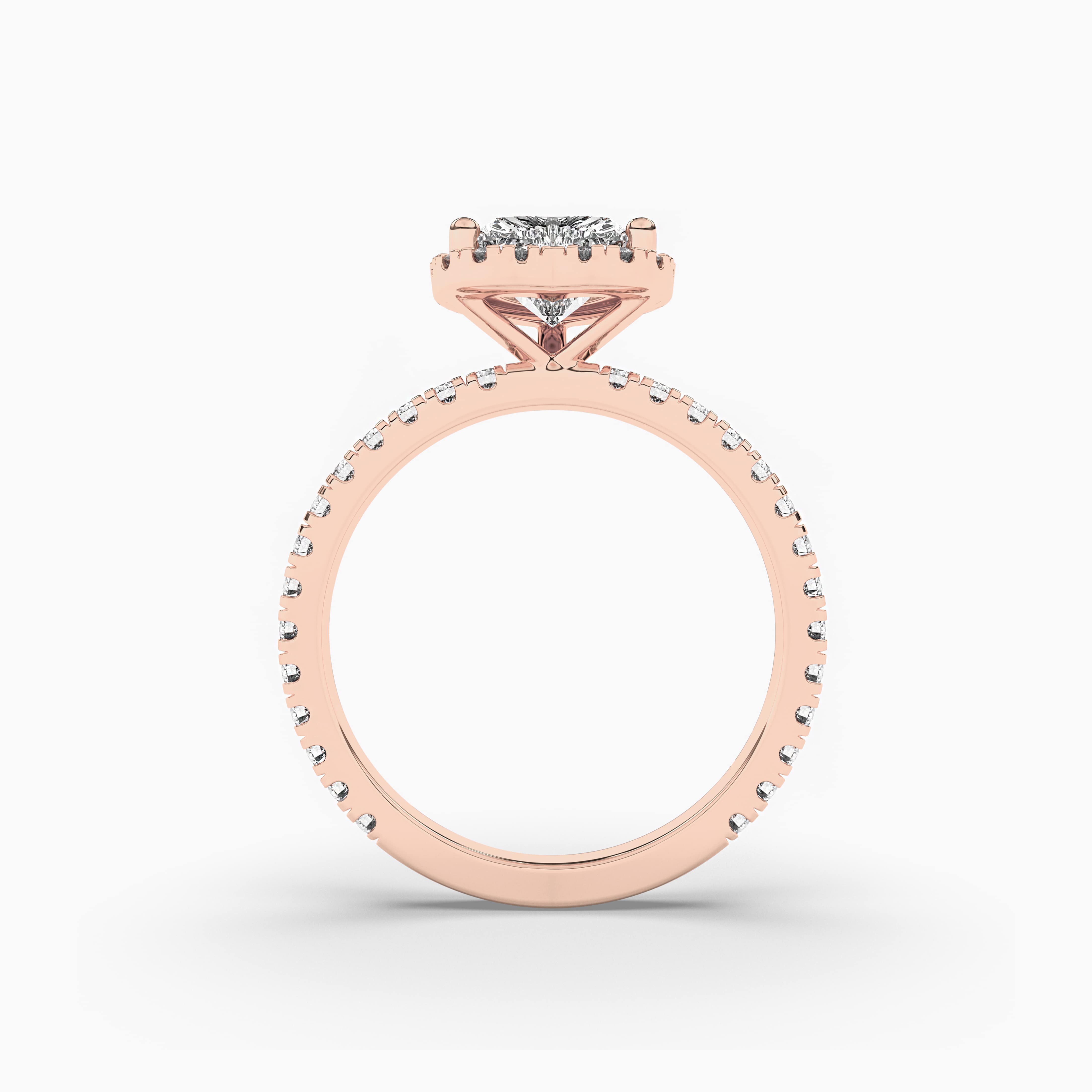 rose gold heart shape halo diamond ring 