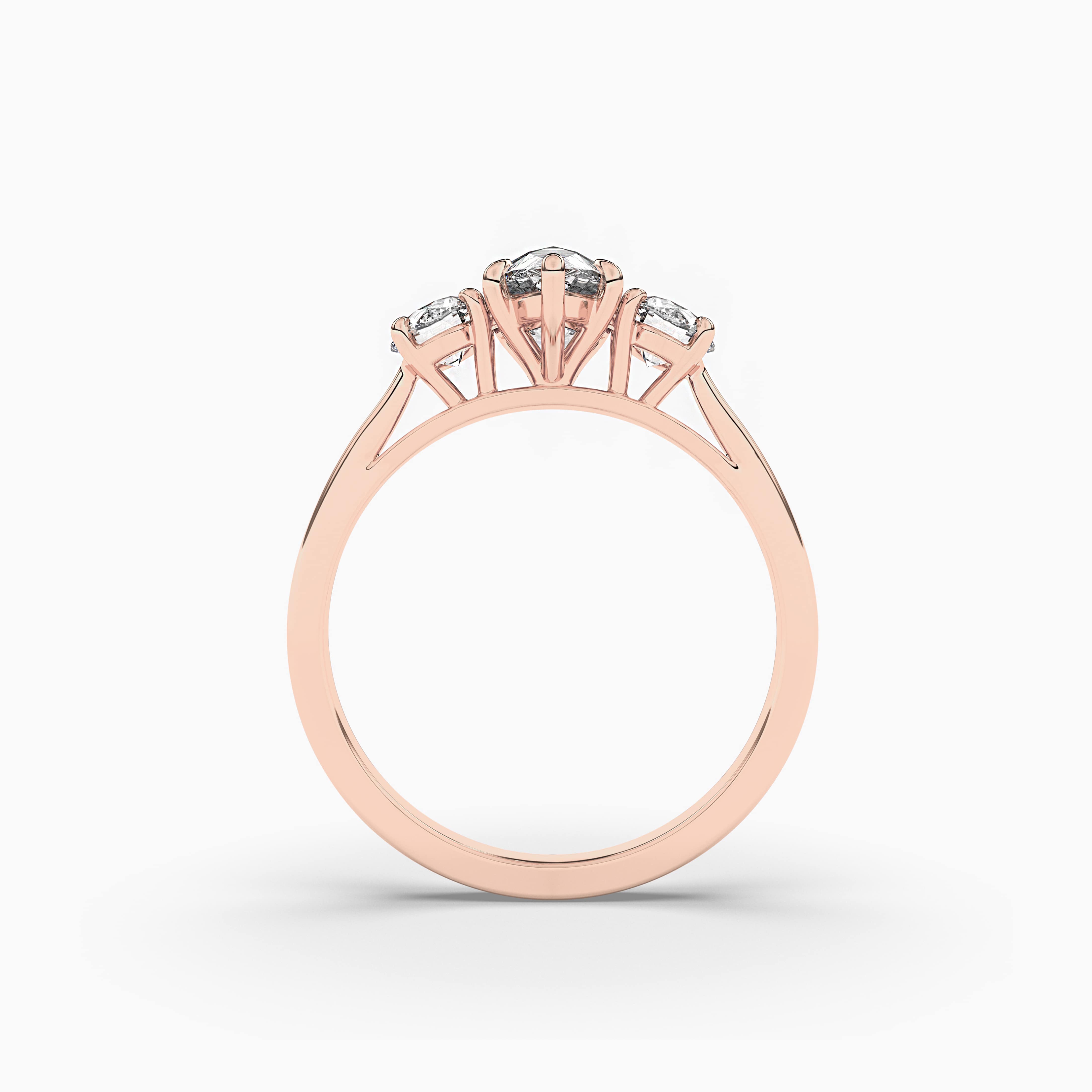 Rose Gold Custom Shaped Diamond Halo Engagement Ring