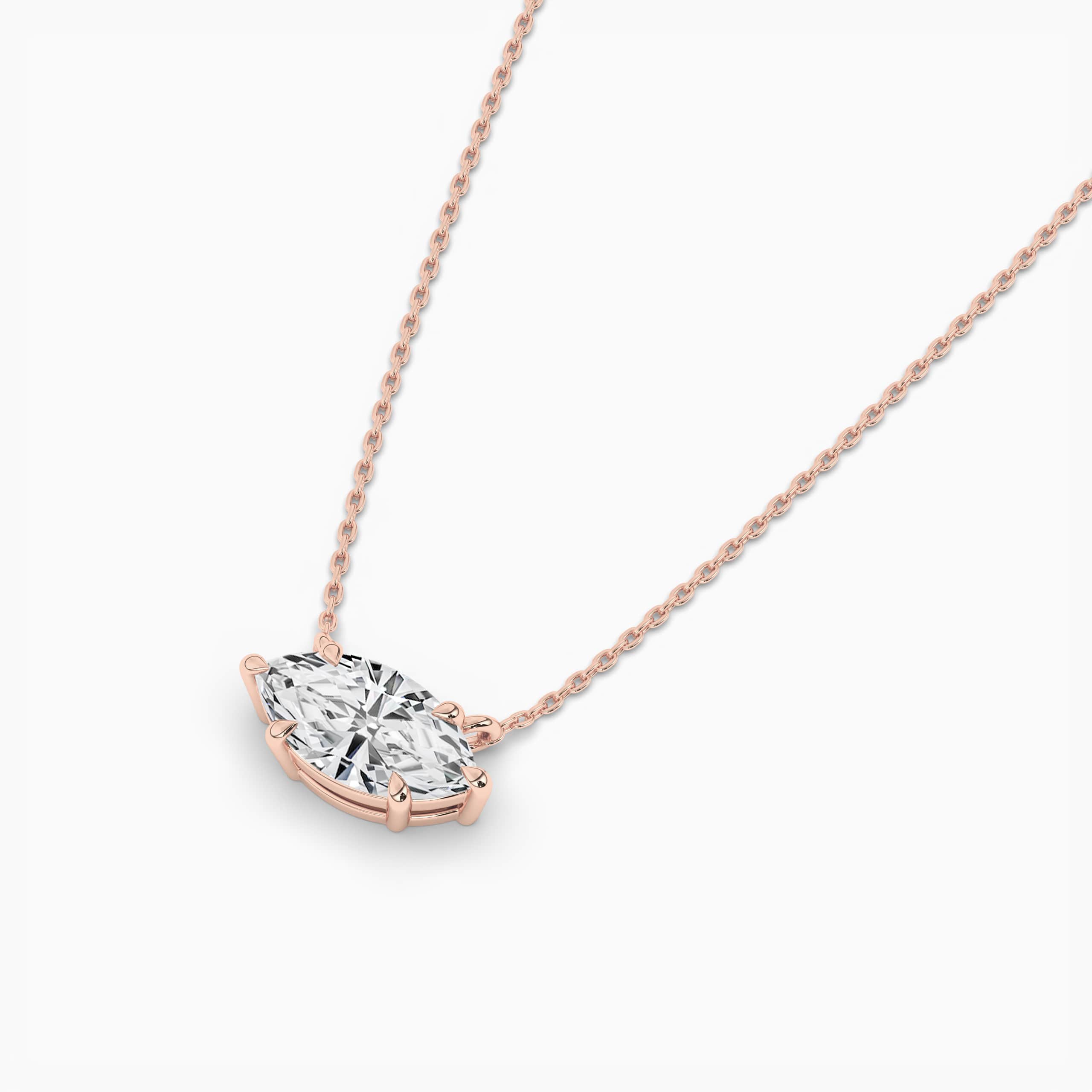 Marquise Pendant Necklace Anniversary Gifts In Rose Gold