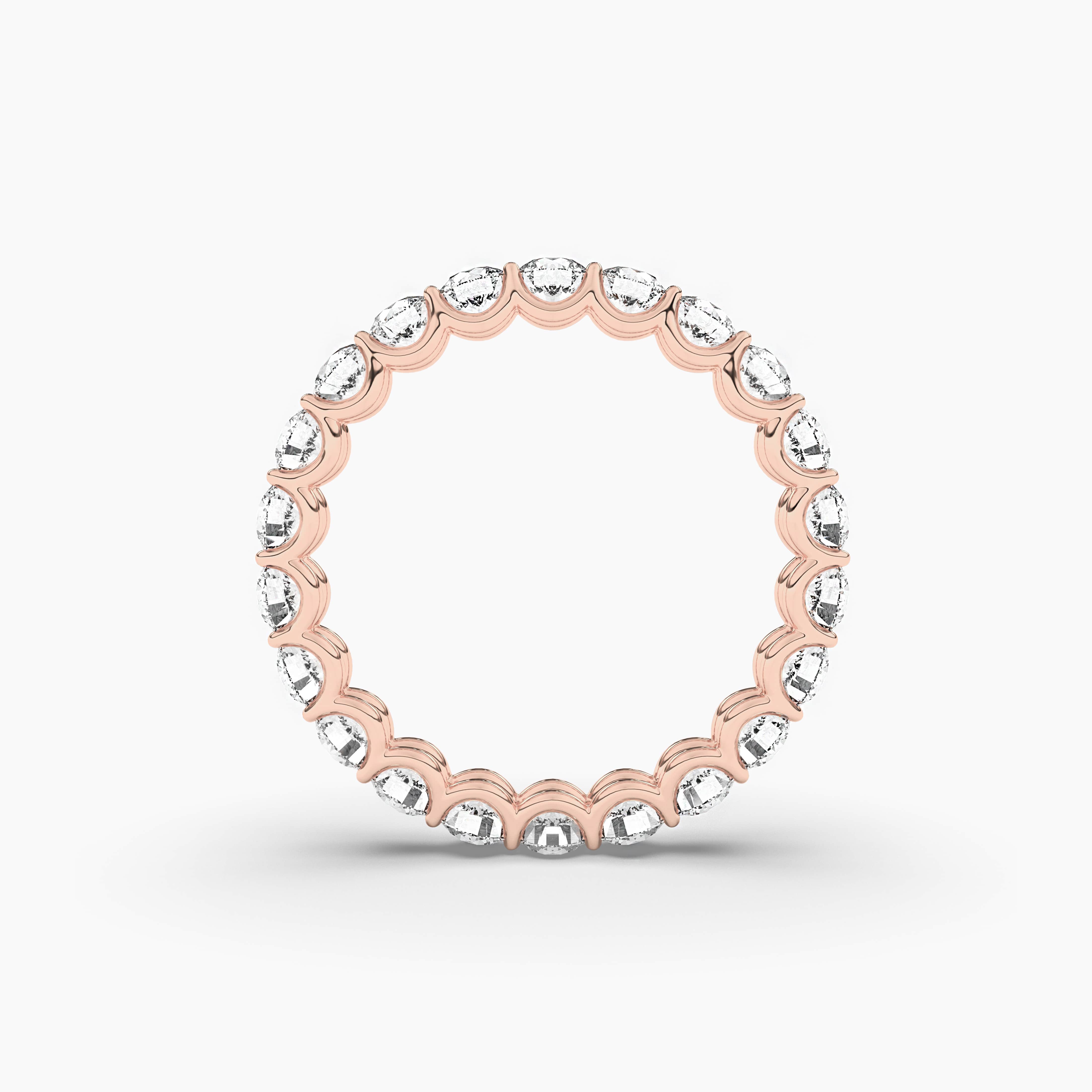 Round Cut White Natural Diamond Eternity Stackable Wedding Band Ring Rose Gold