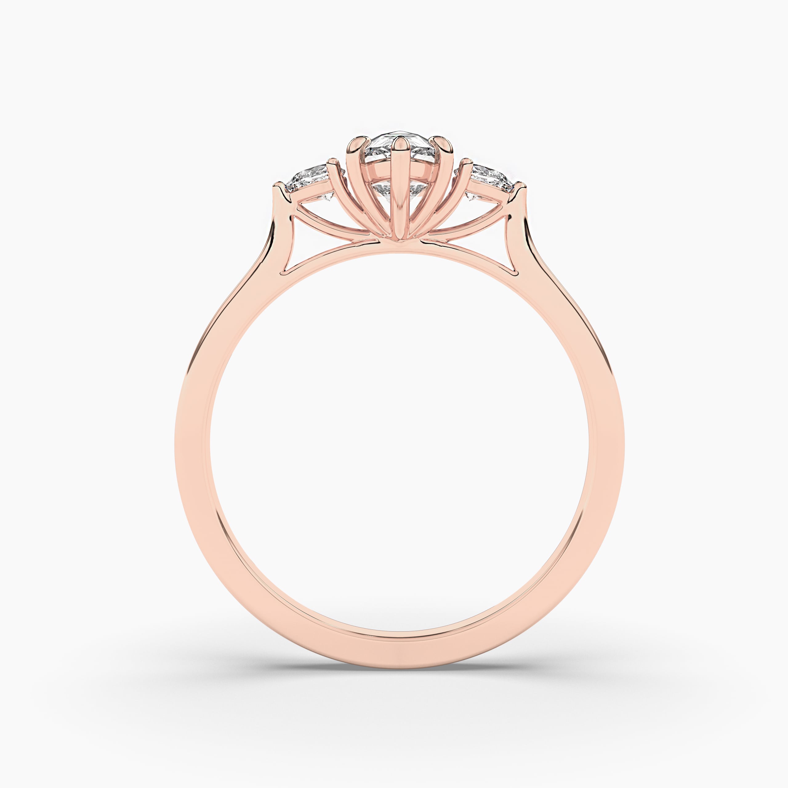 Pear Cut Solitaire with Baguette Diamond Accents  Rose Gold Ring