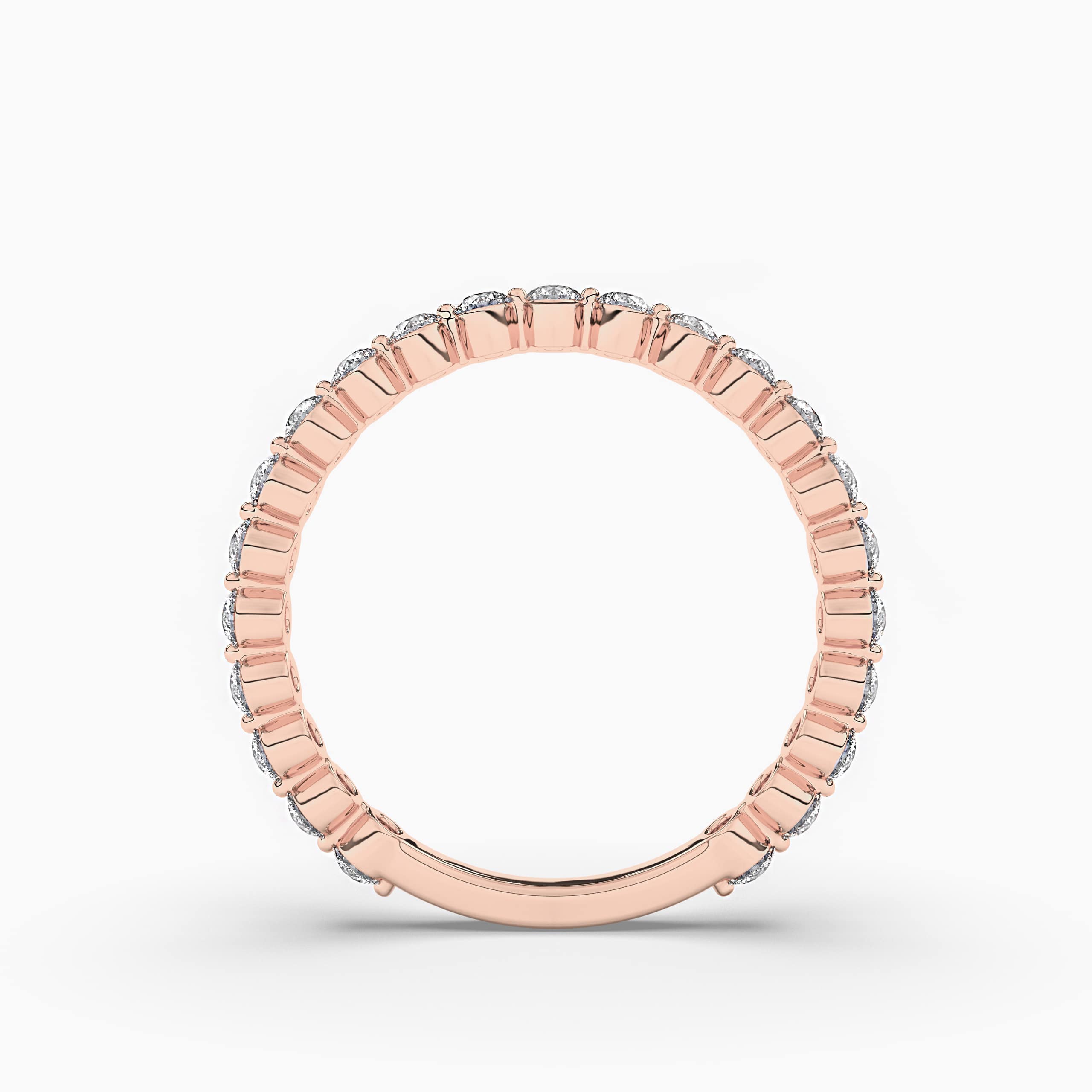 Round Cut Blue Sapphire Eternity Wedding Band In Rose Gold 