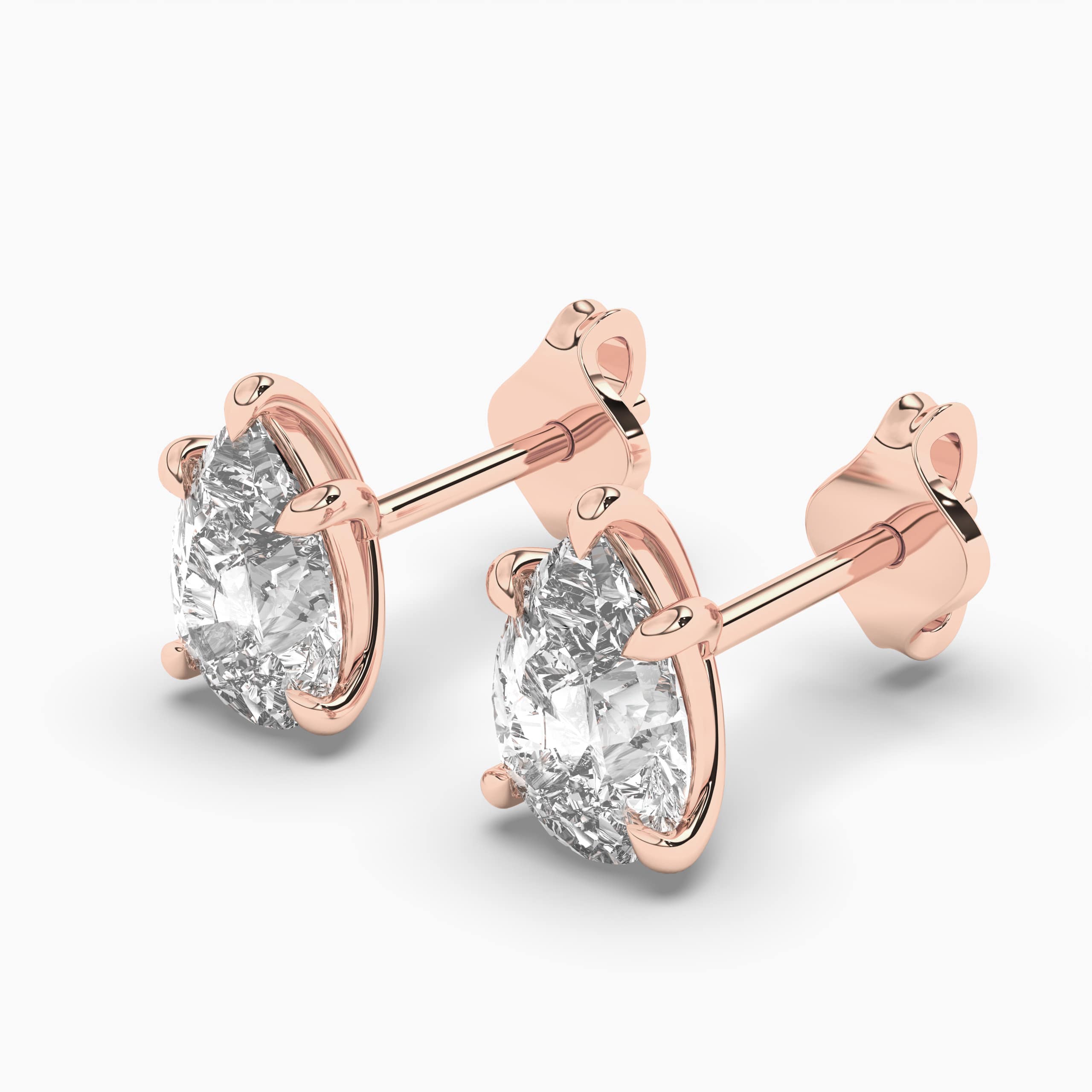 Pear-Shaped Diamond Stud Earrings in Rose Gold