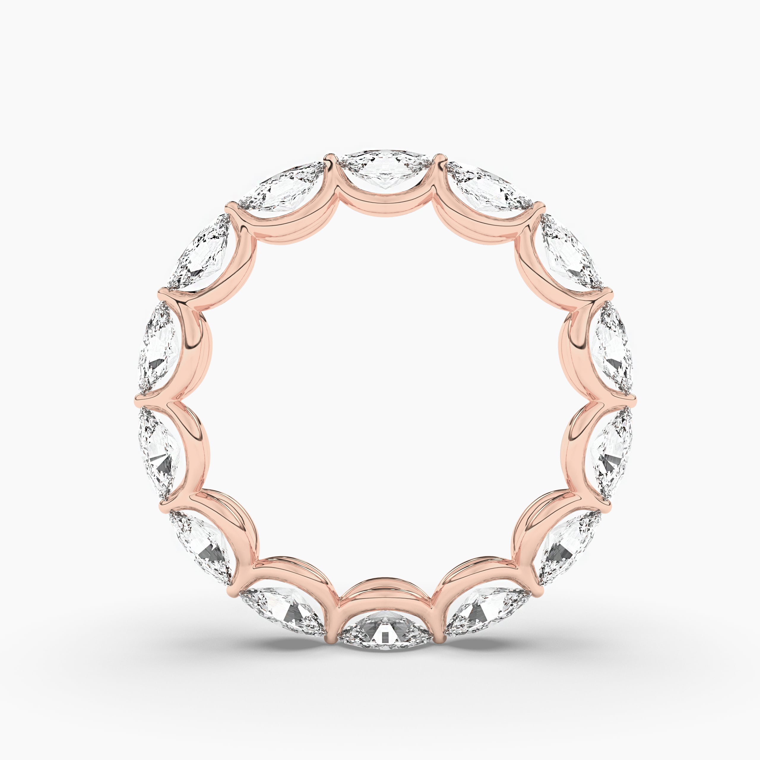 Marquise Shape Diamond Band In Rose Gold For Wedding Gift