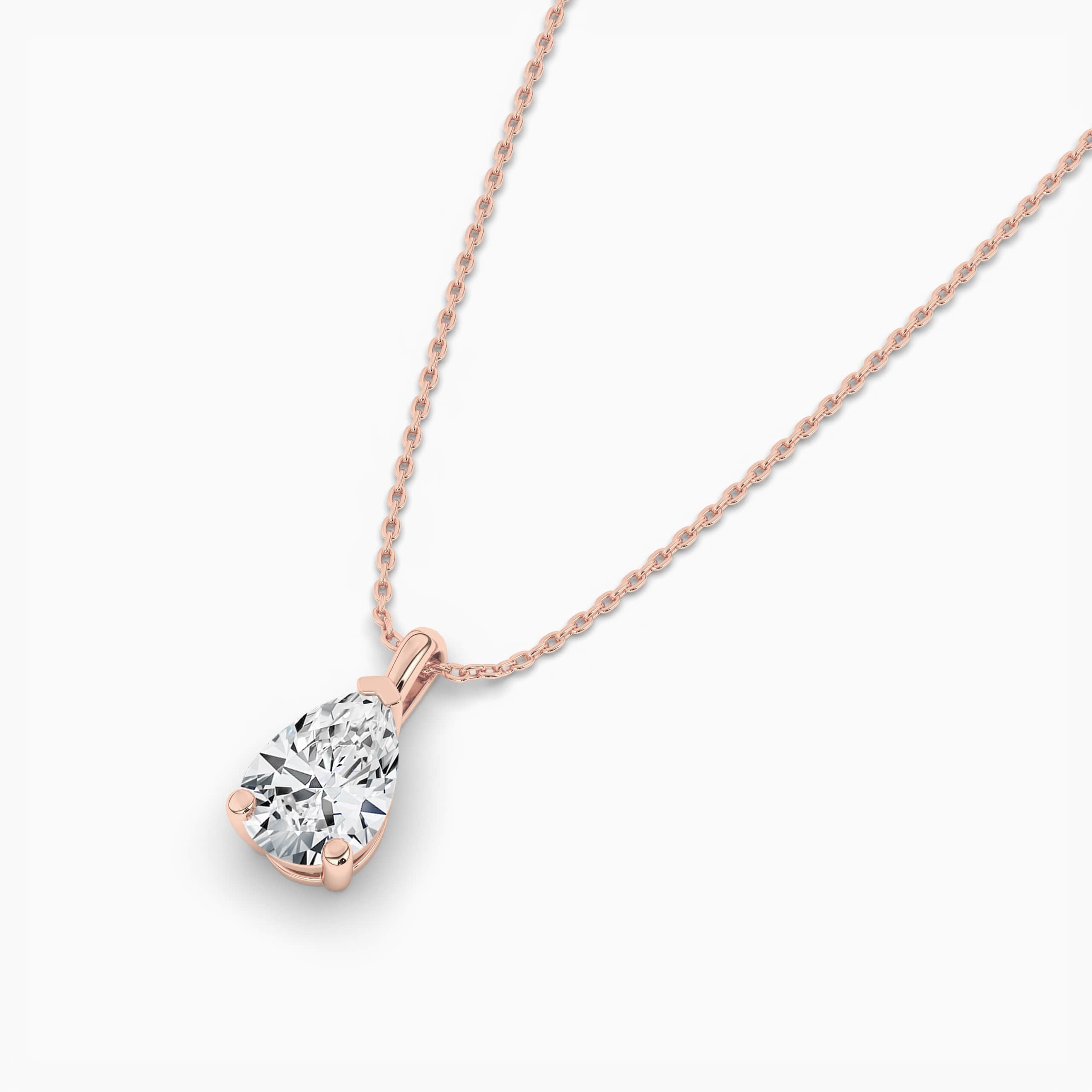 Pear Shaped Diamond Necklace in Rose Gold