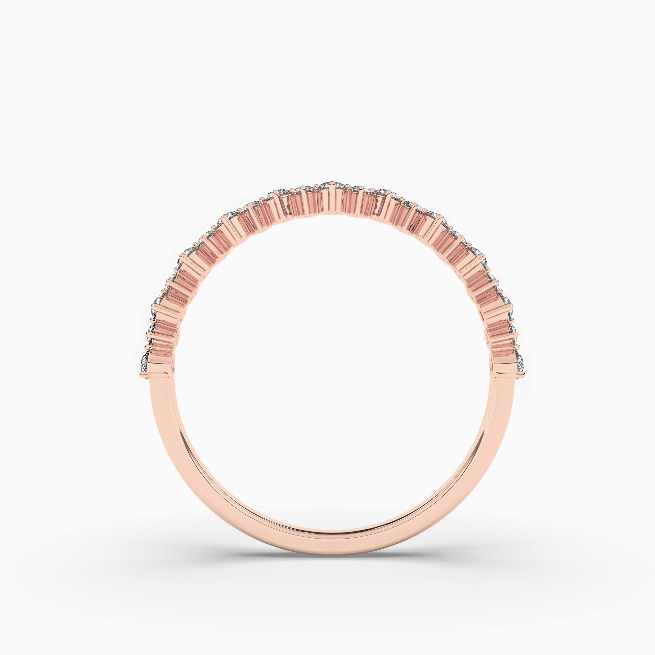 Rose Gold Women Half Eternity Moissanite Wedding Band Stacking 