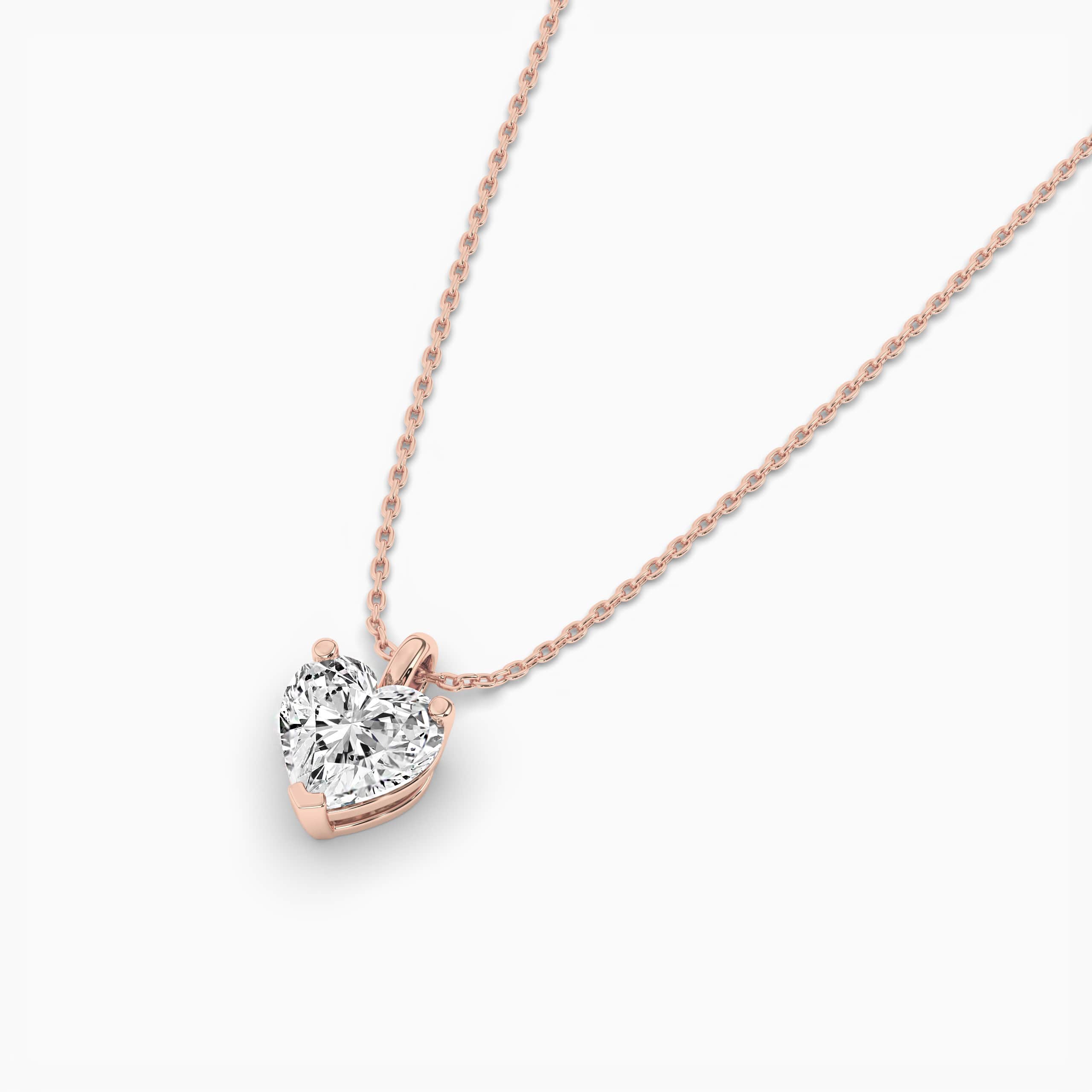 Heart Cut Diamond Solitaire Pendant Necklace Gold