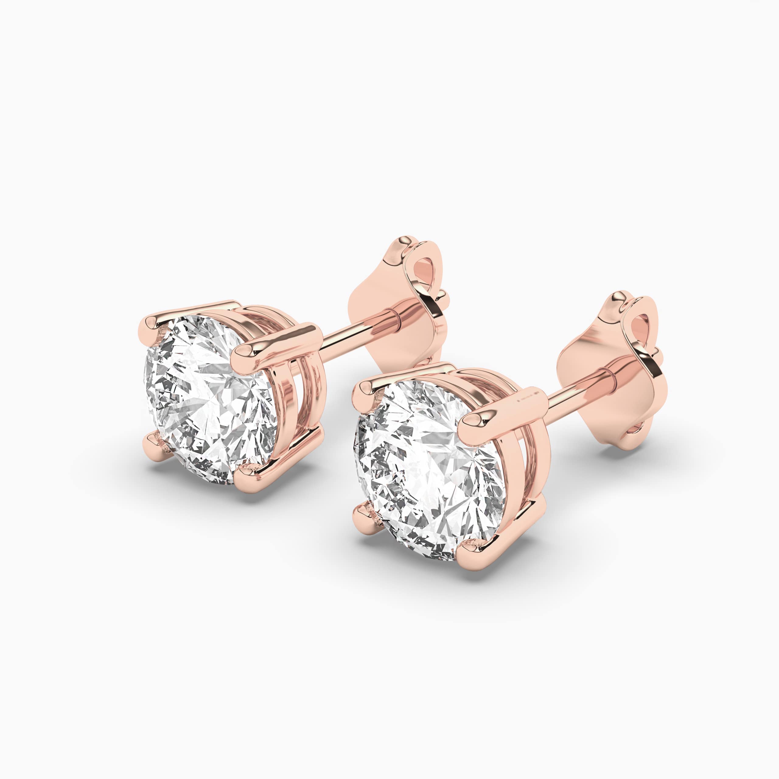 ROSE GOLD SOLITAIRE STUD EARRINGS FOR WOMAN'S