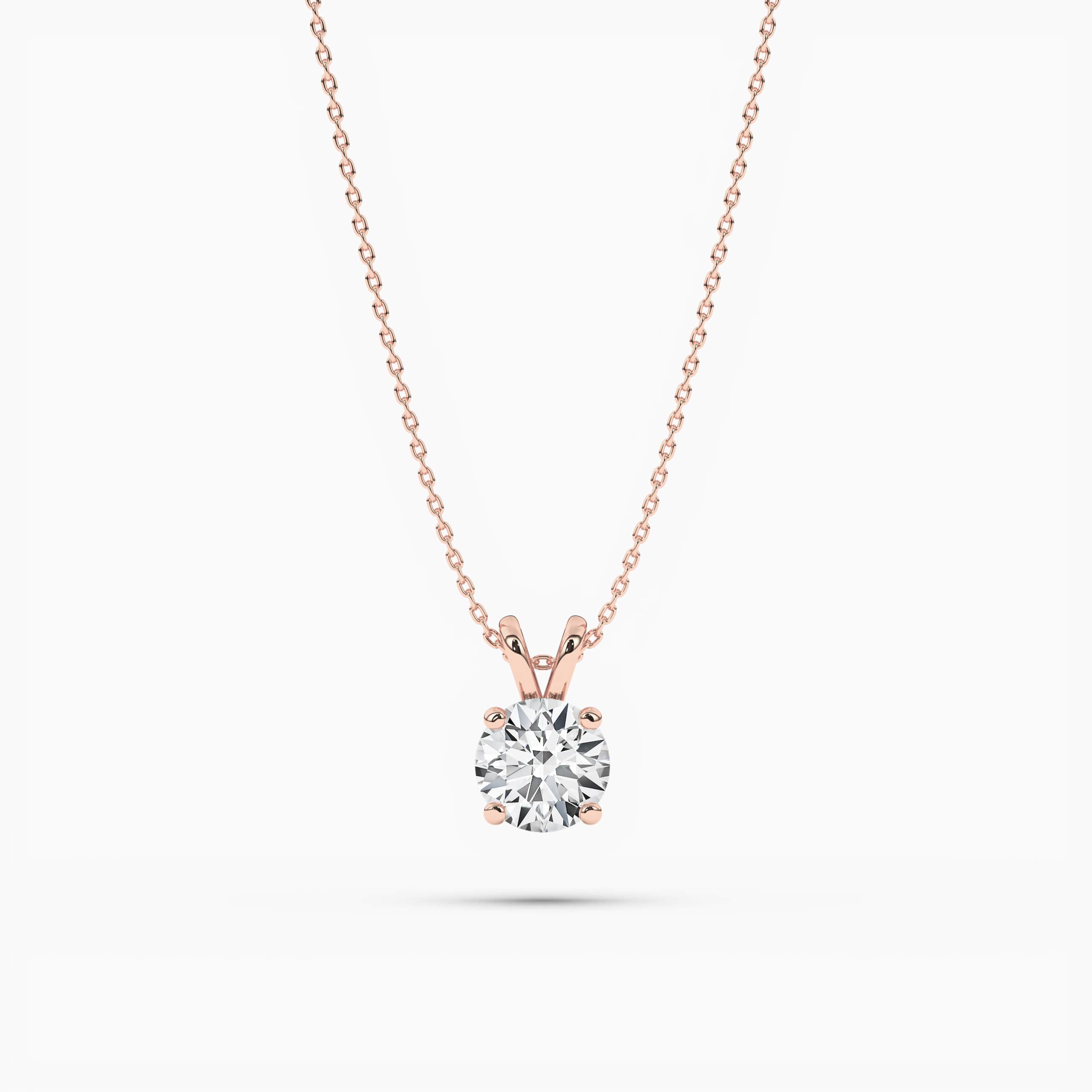 Round Lab Created Diamond Solitaire Necklace In Rose Gold