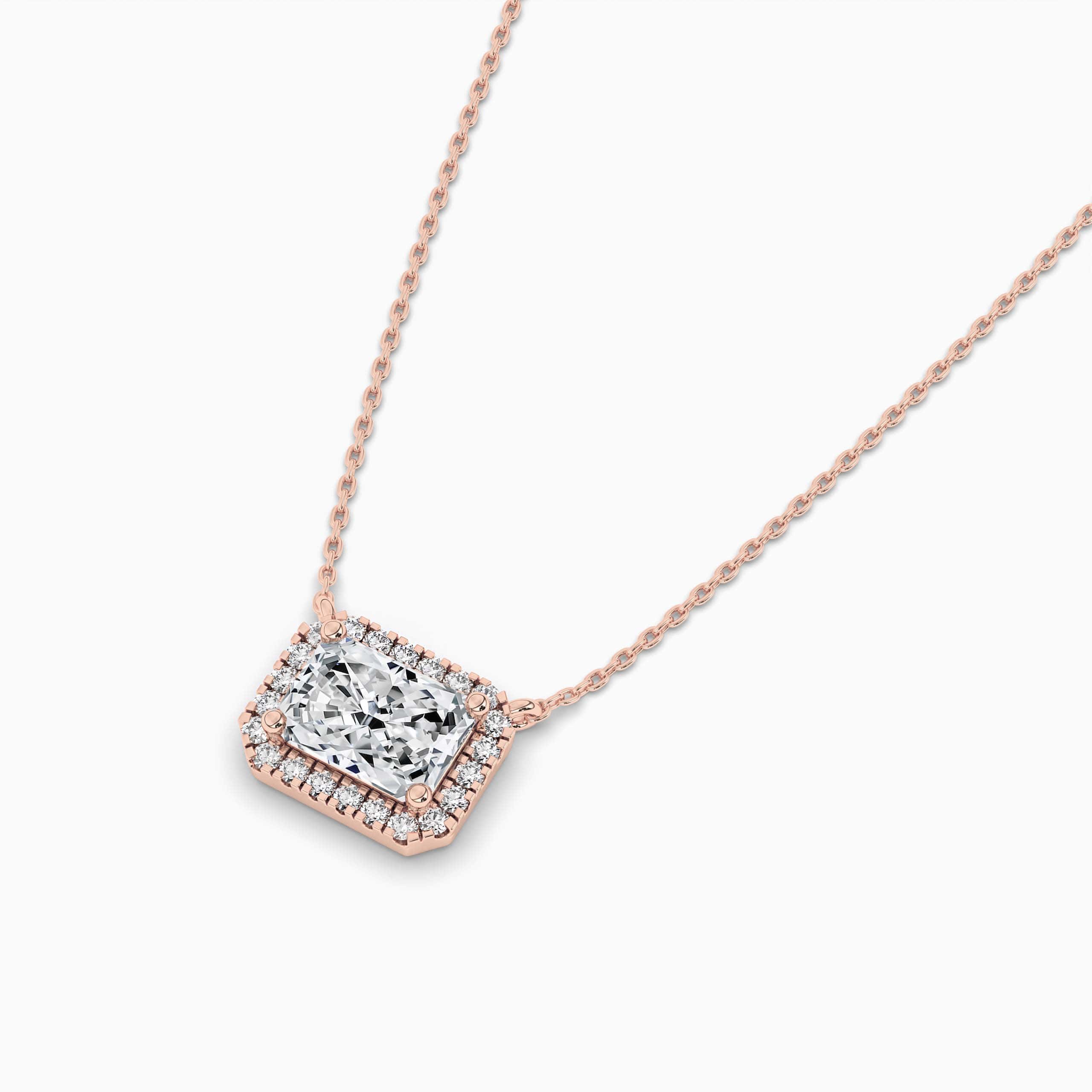 East-West Radiant Cut Necklace In Rose Gold For Woman's