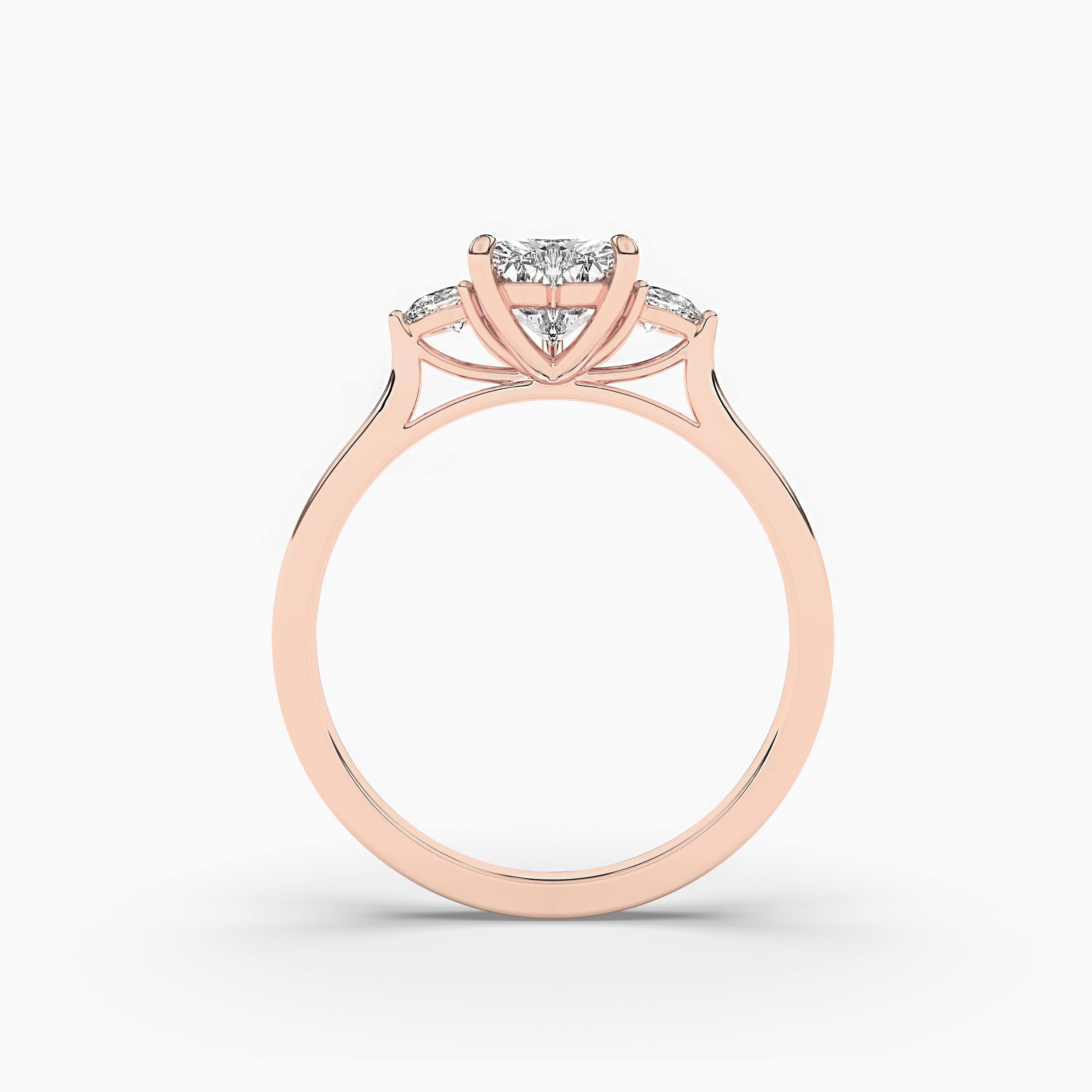 Rose GOld Diamond Engagement Ring with Side Stones