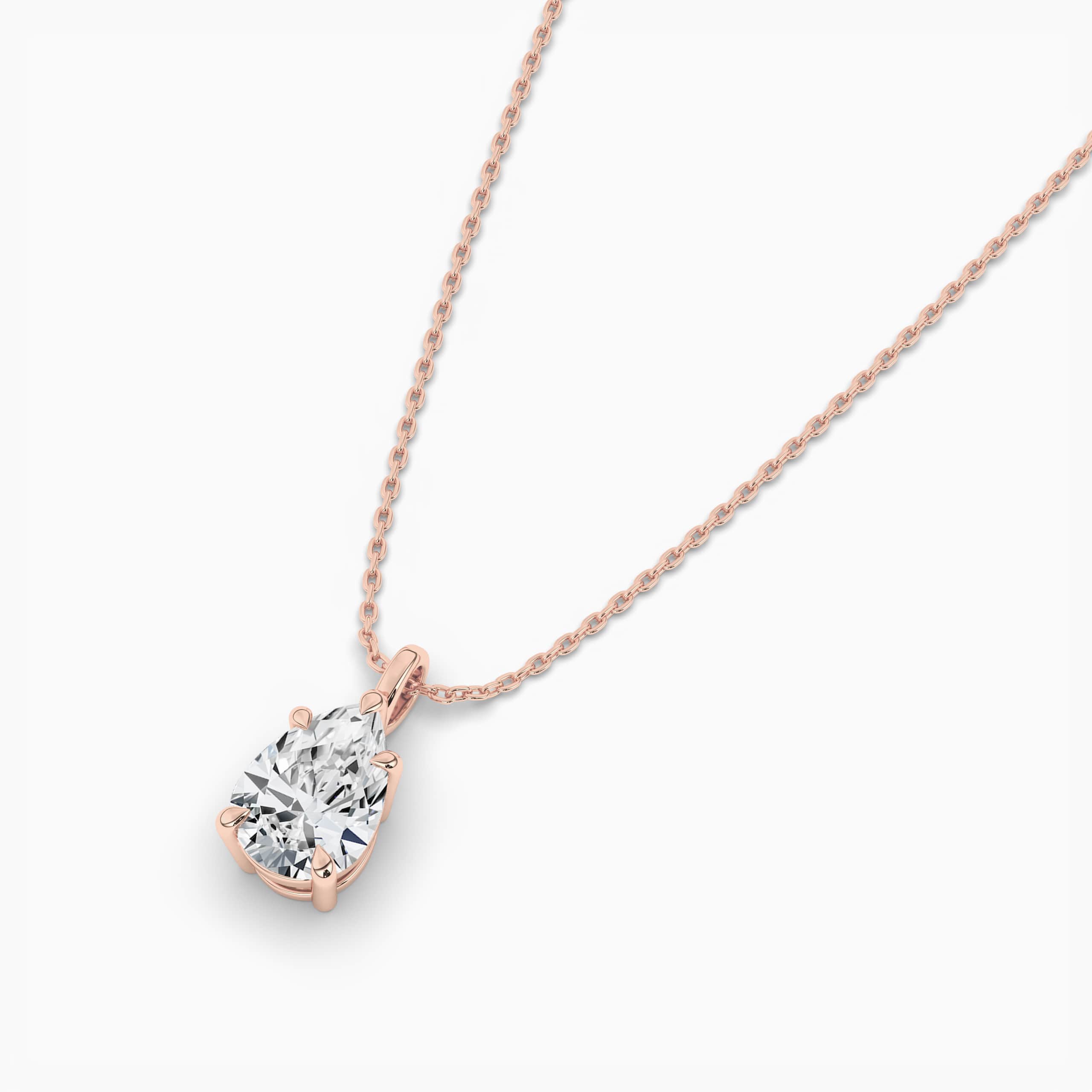 Rose Gold Pear Shape Diamond Necklace