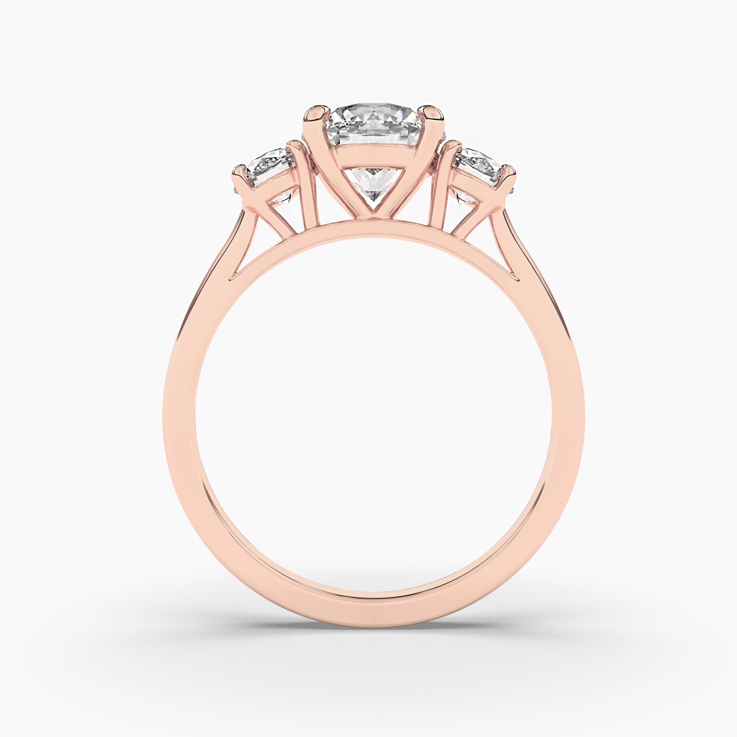 Rose Gold Three Sided Pave Basket Engagement Ring 