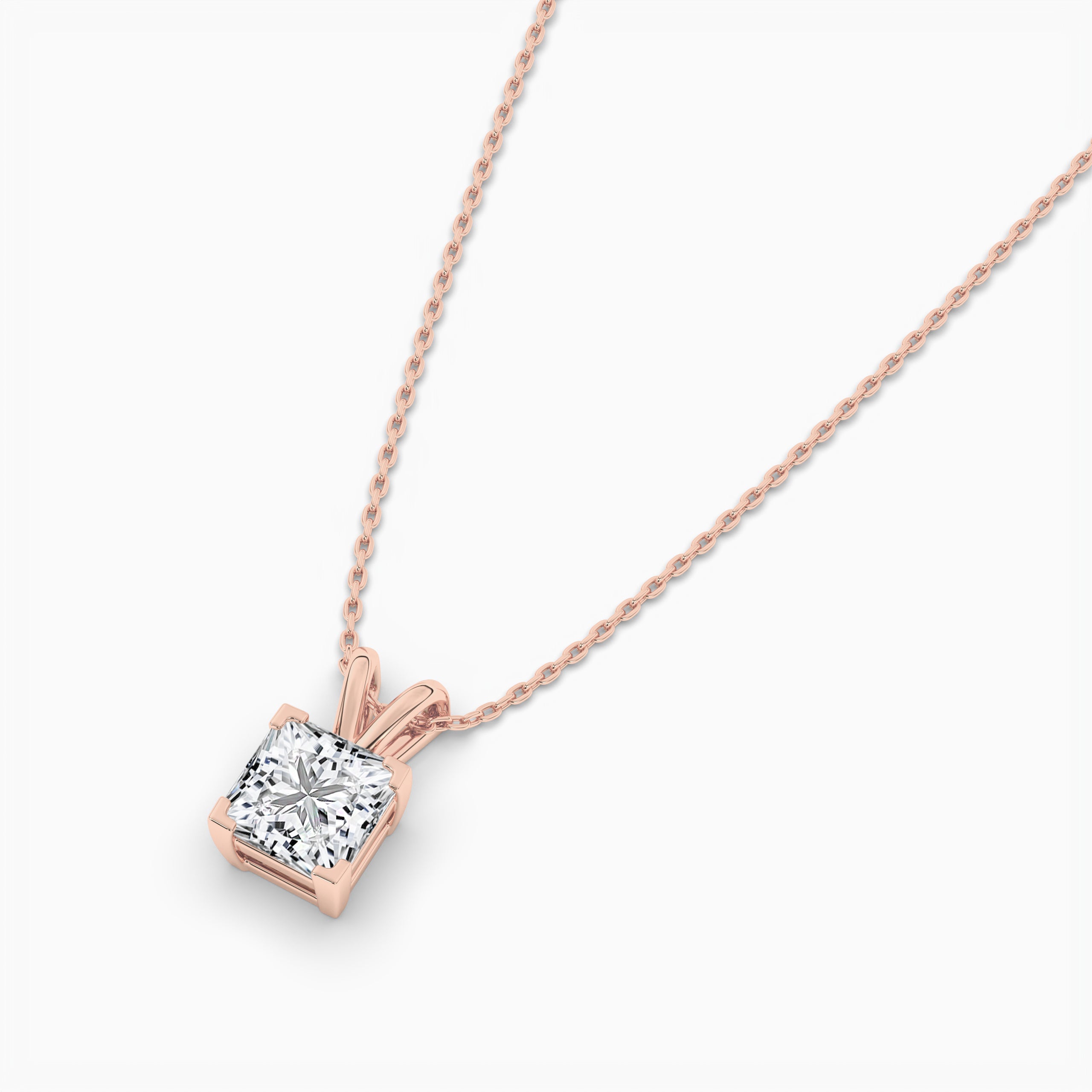 0.50ct Princess Cut Solitaire Diamond Necklace