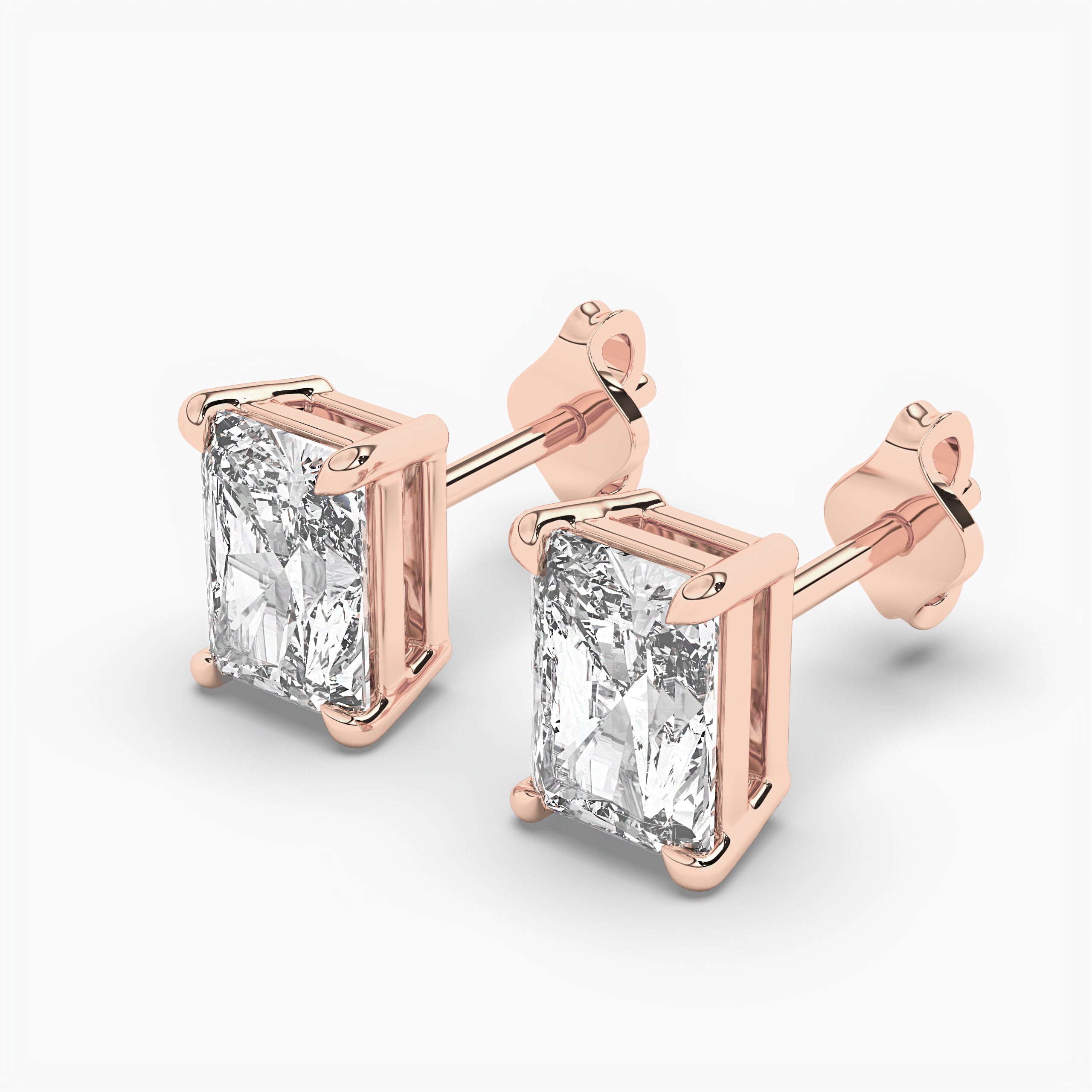 14k White Gold Radiant Cut Diamond Studs