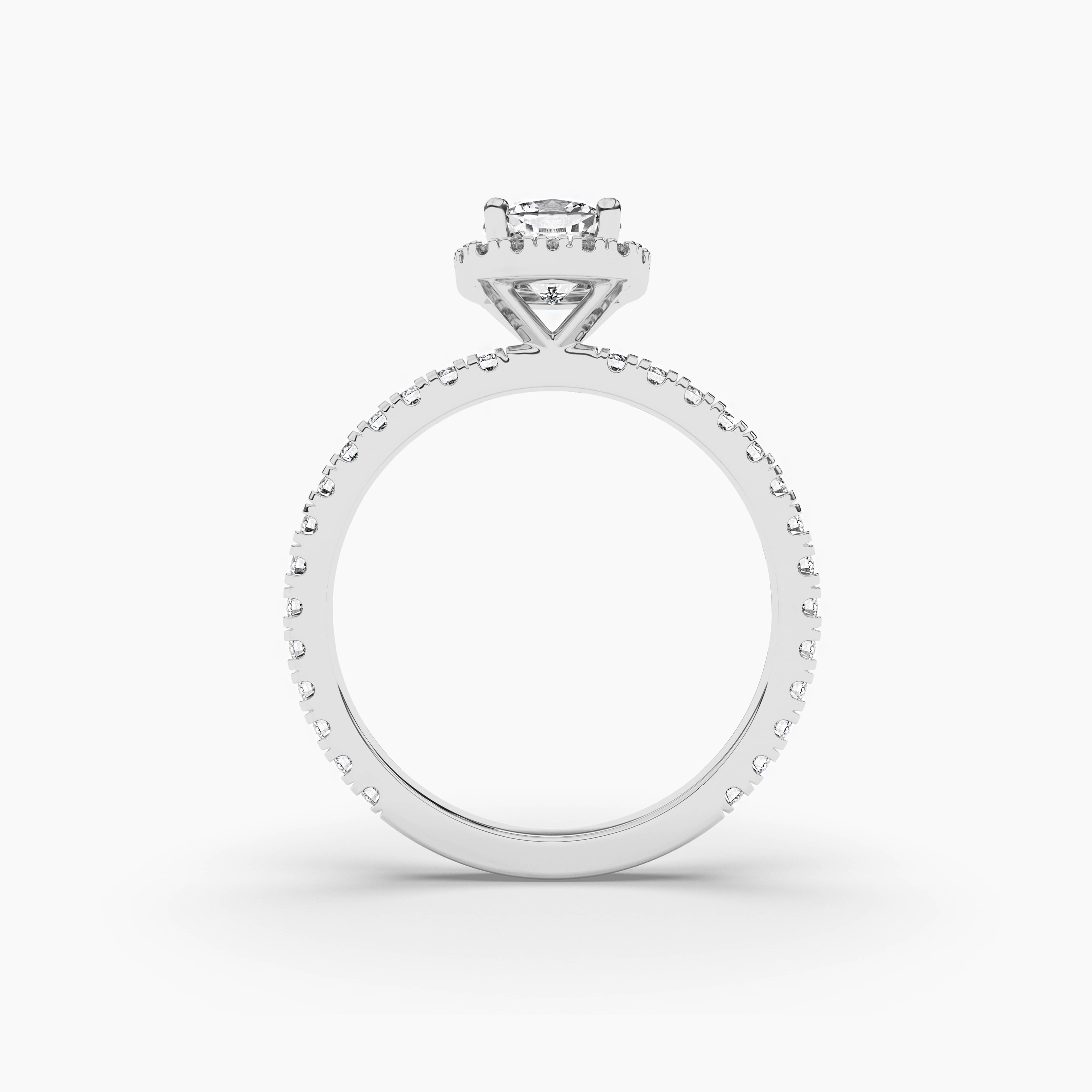 Cut Cornered Halo Pave Diamond Engagement Ring