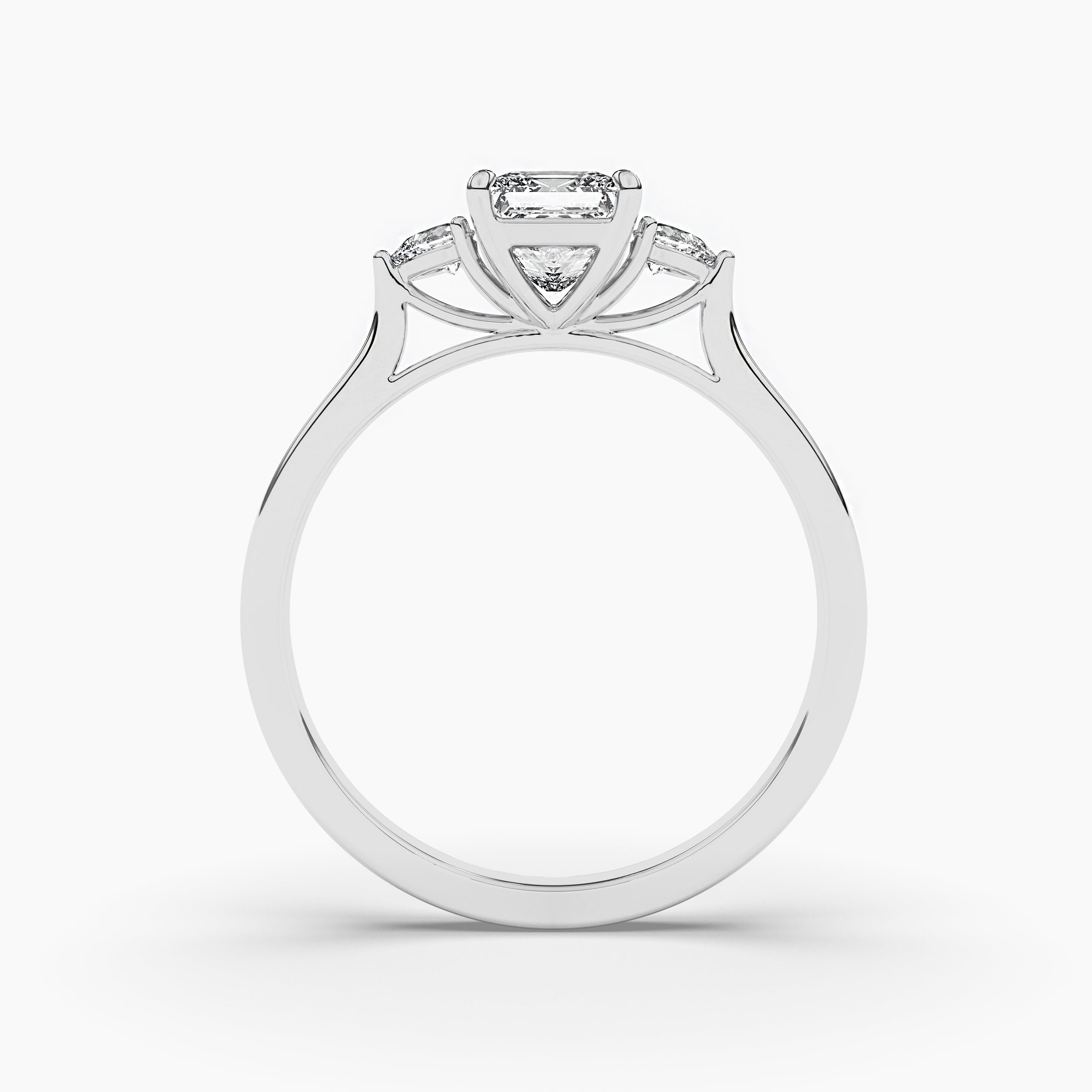 White Gold Three Stone Princess Cut Diamond Engagement Ring