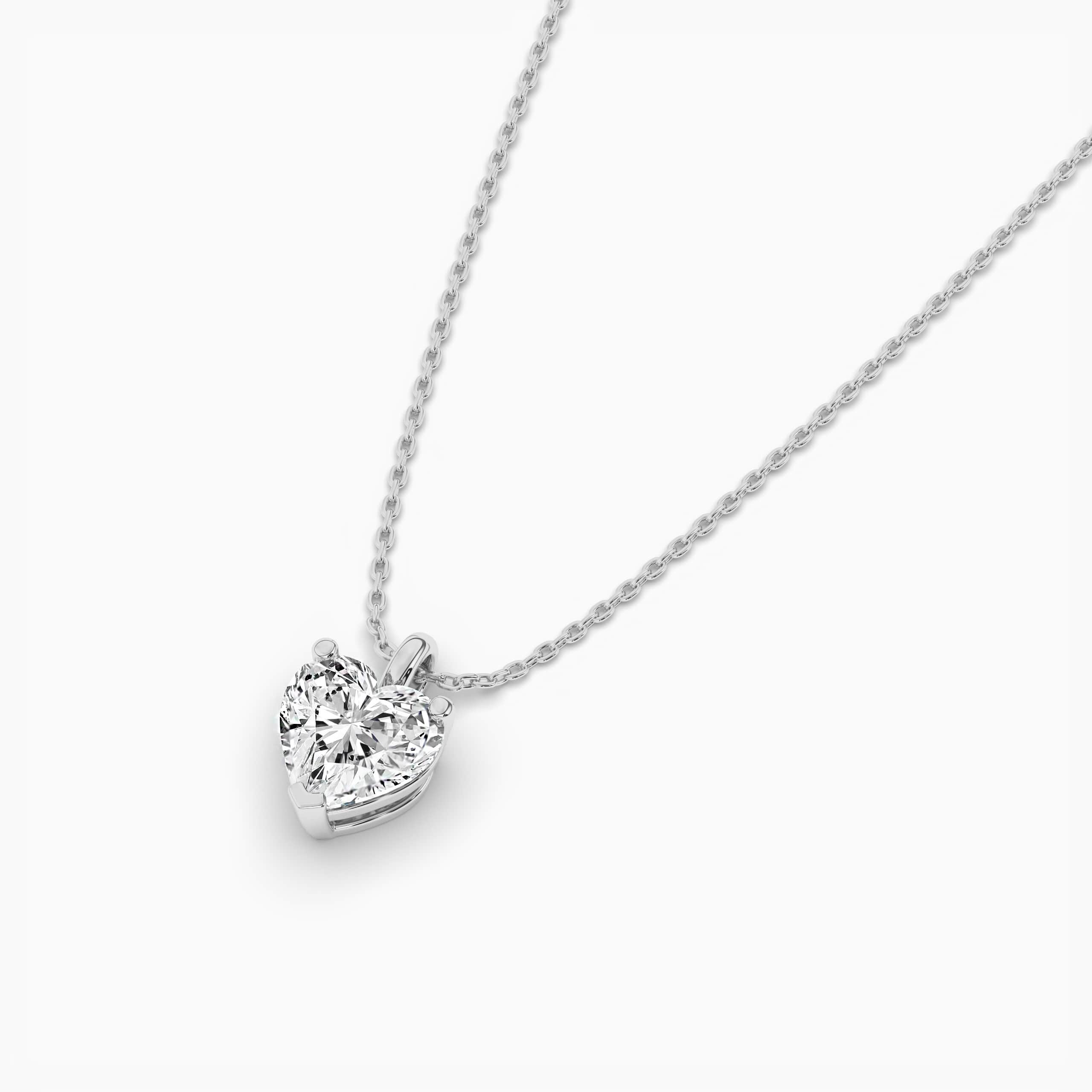 Heart Shaped Solitaire Necklace White Gold