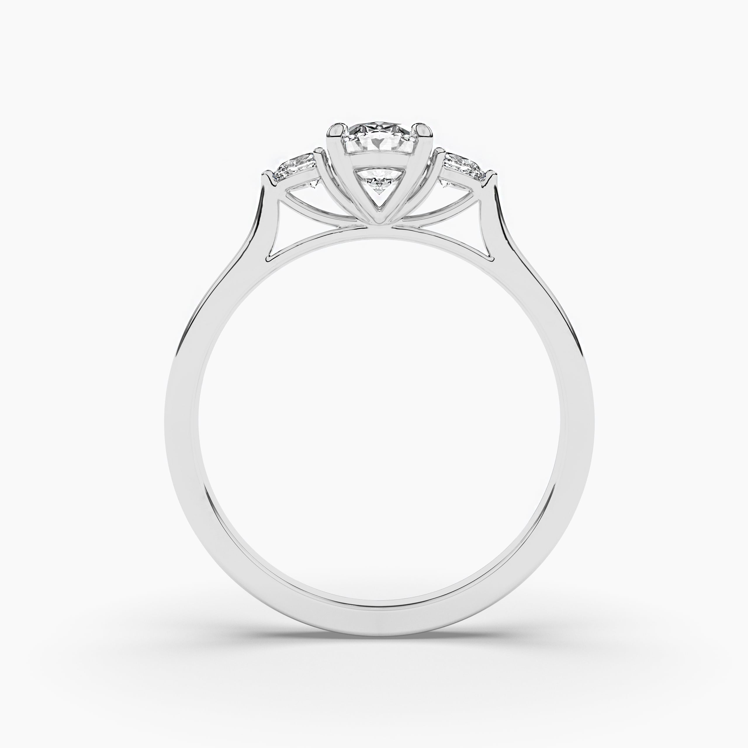 Oval Cut Moissanite Three Stone Engagement Ring White Gold Ring