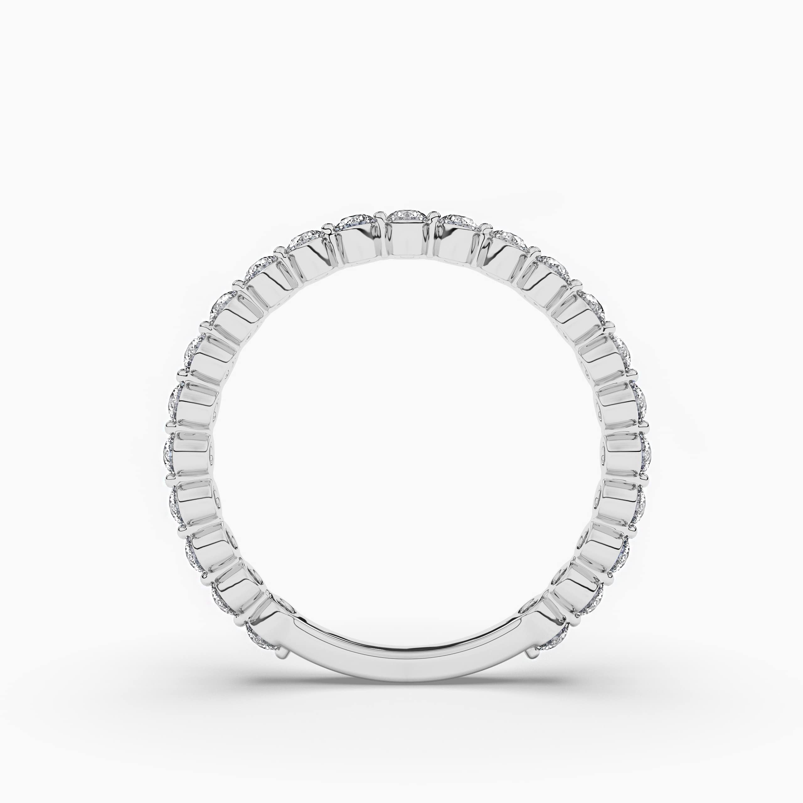 Round Shape Eternity Blue Sapphire Wedding Band In White Gold