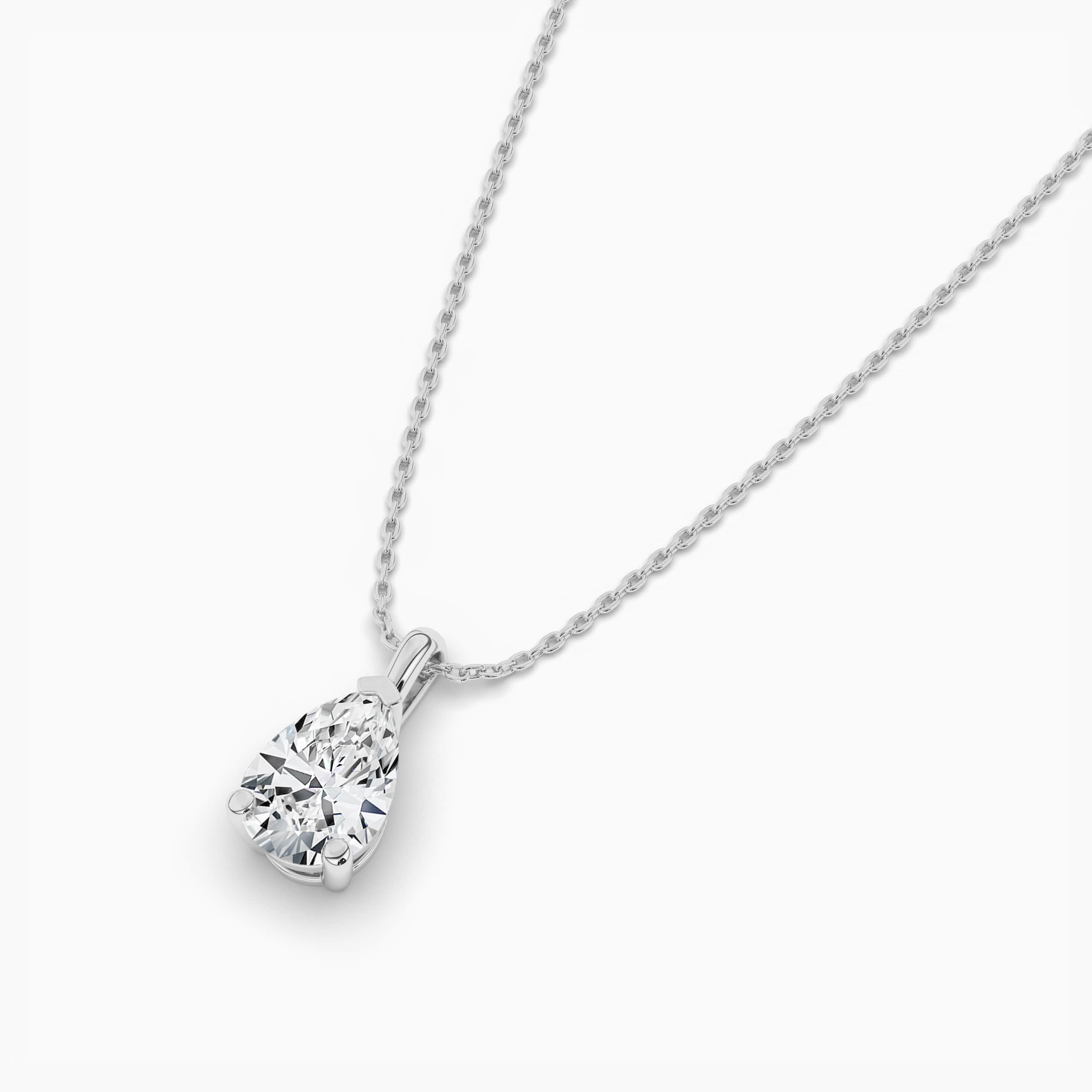 Pear Shaped Diamond Necklace In Platinum White Gold