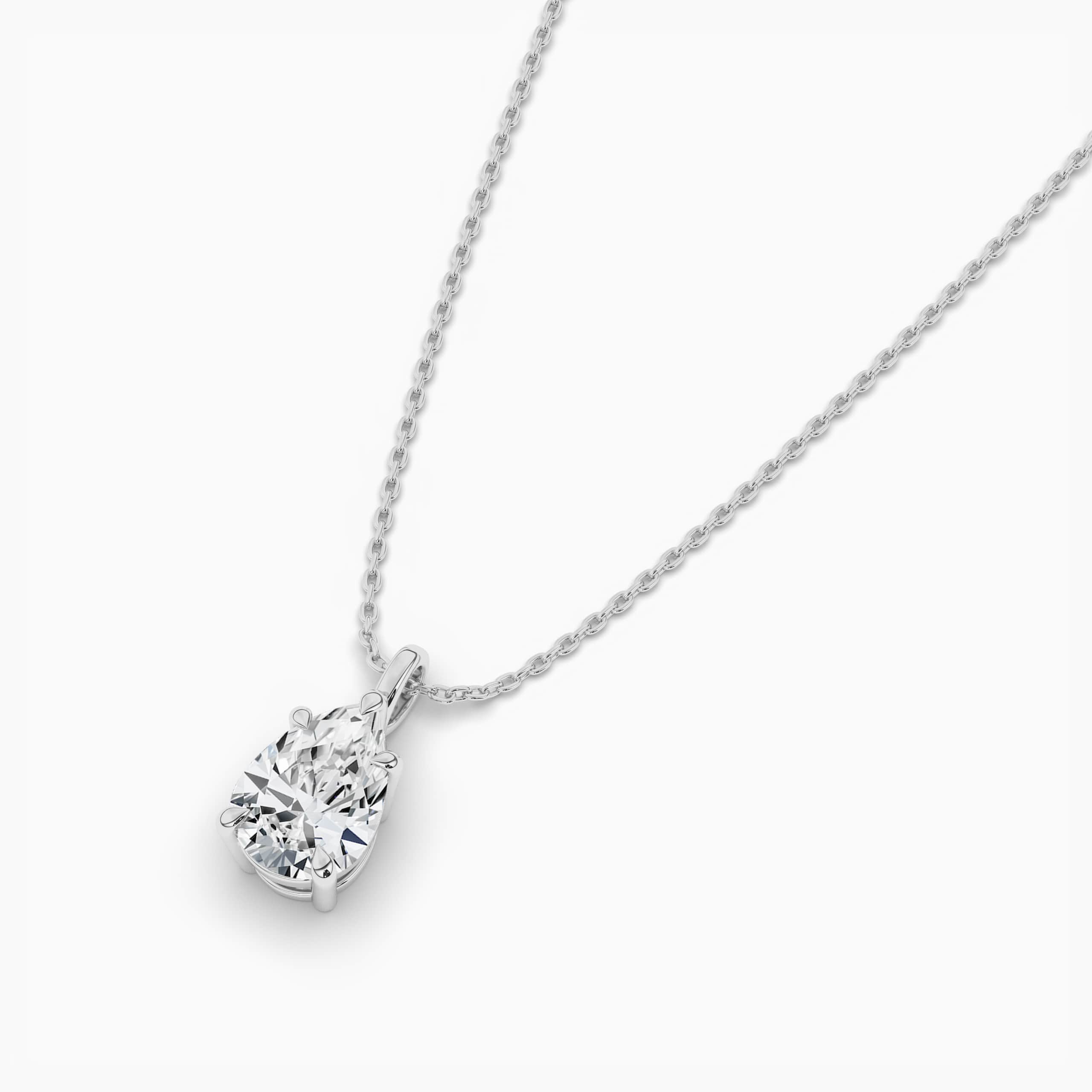Diamond Solitaire Necklace Pear-shaped  White Gold