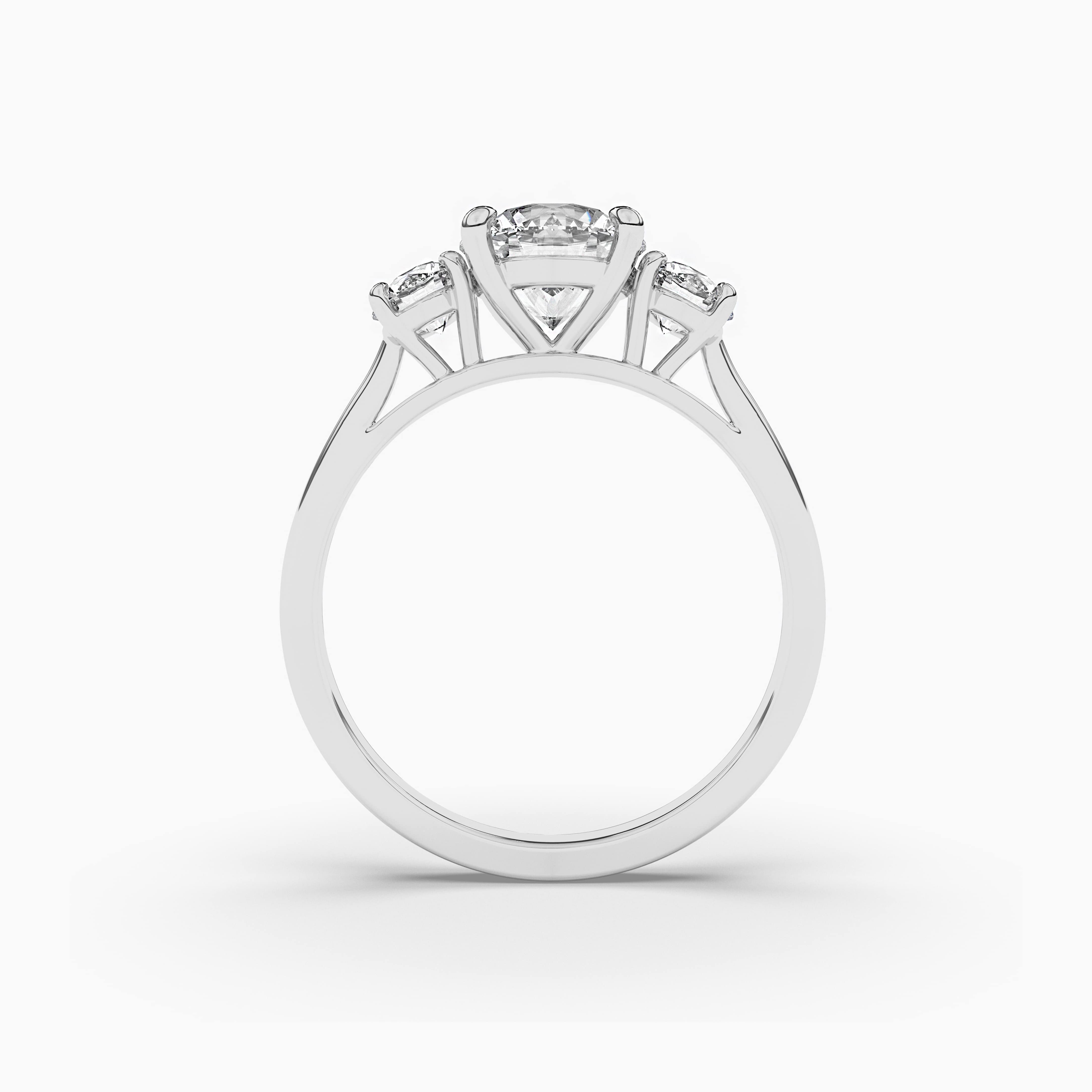 White Gold Round Three Stone Diamond Engagement Ring