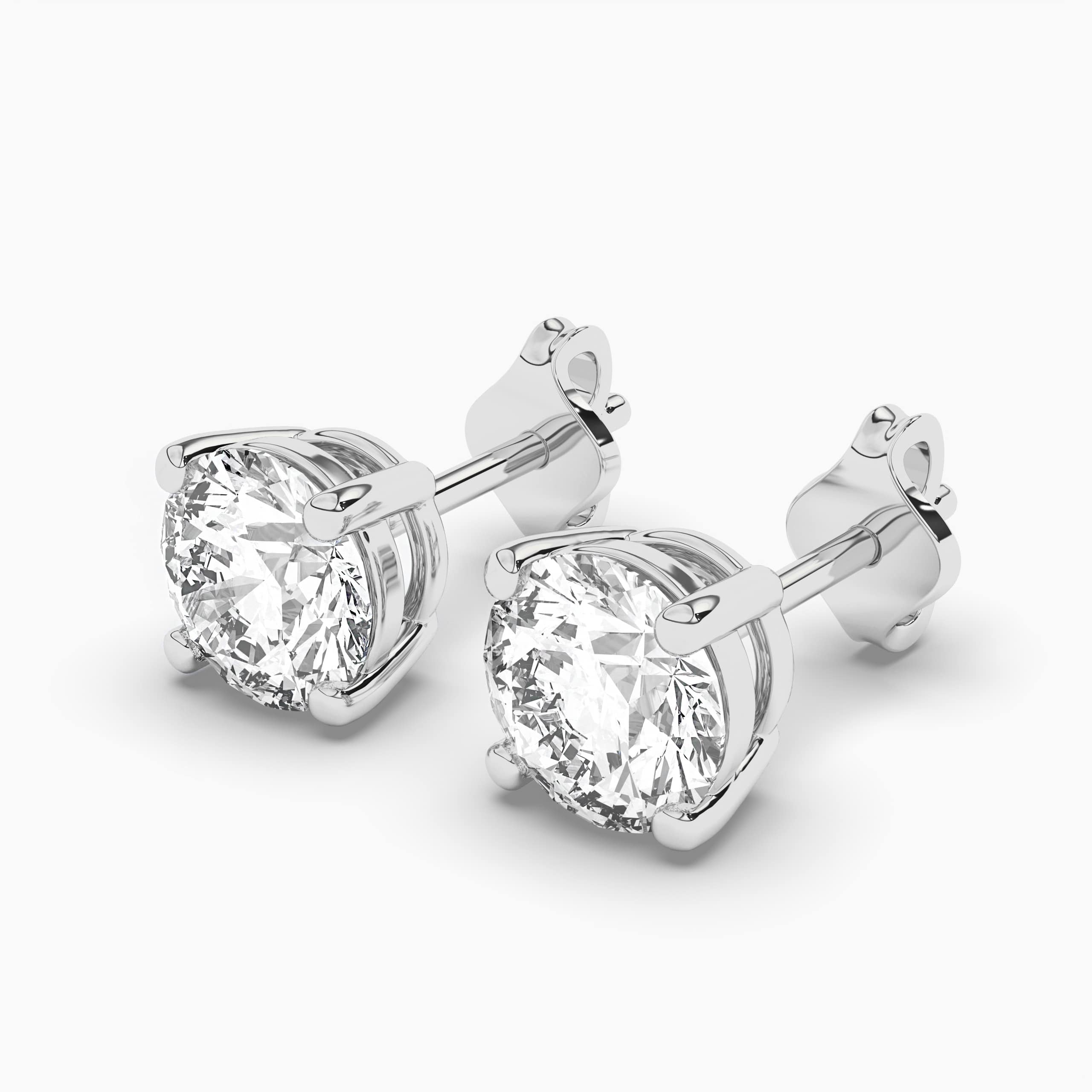Diamond Solitaire Earrings Round-cut White Gold