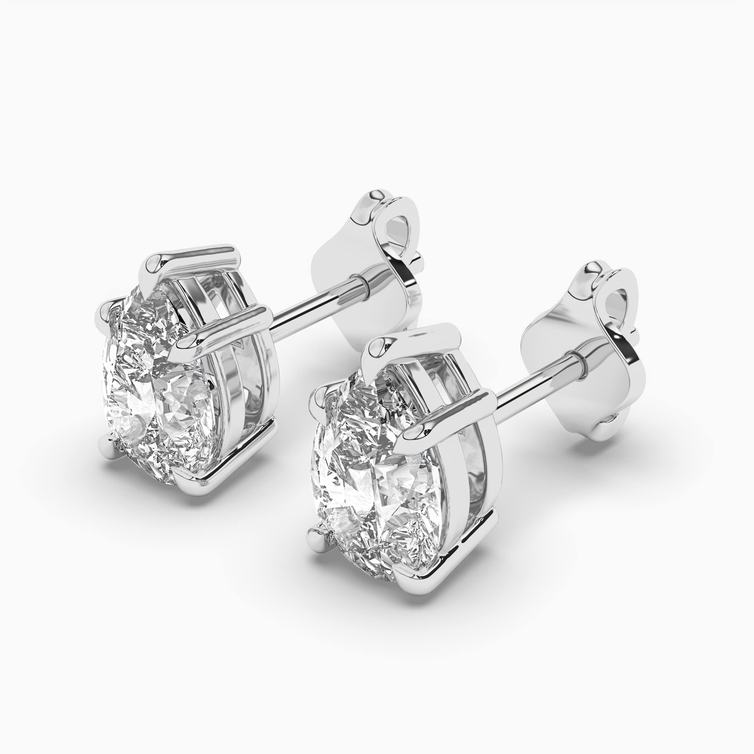 Pear Shaped Diamond Stud Earrings White Gold