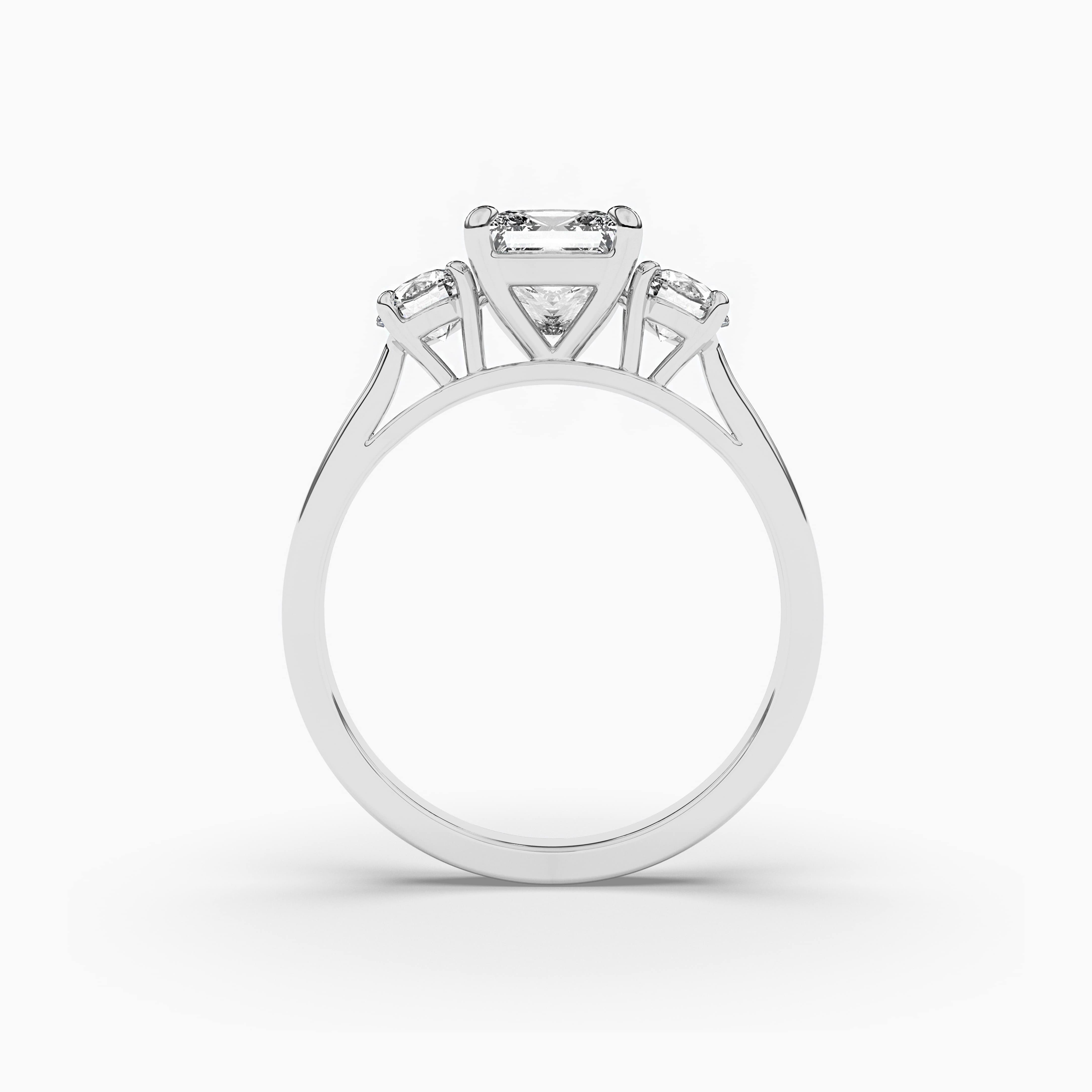 Princess Cut Diamond Three Stone Engagement Ring in White Gold