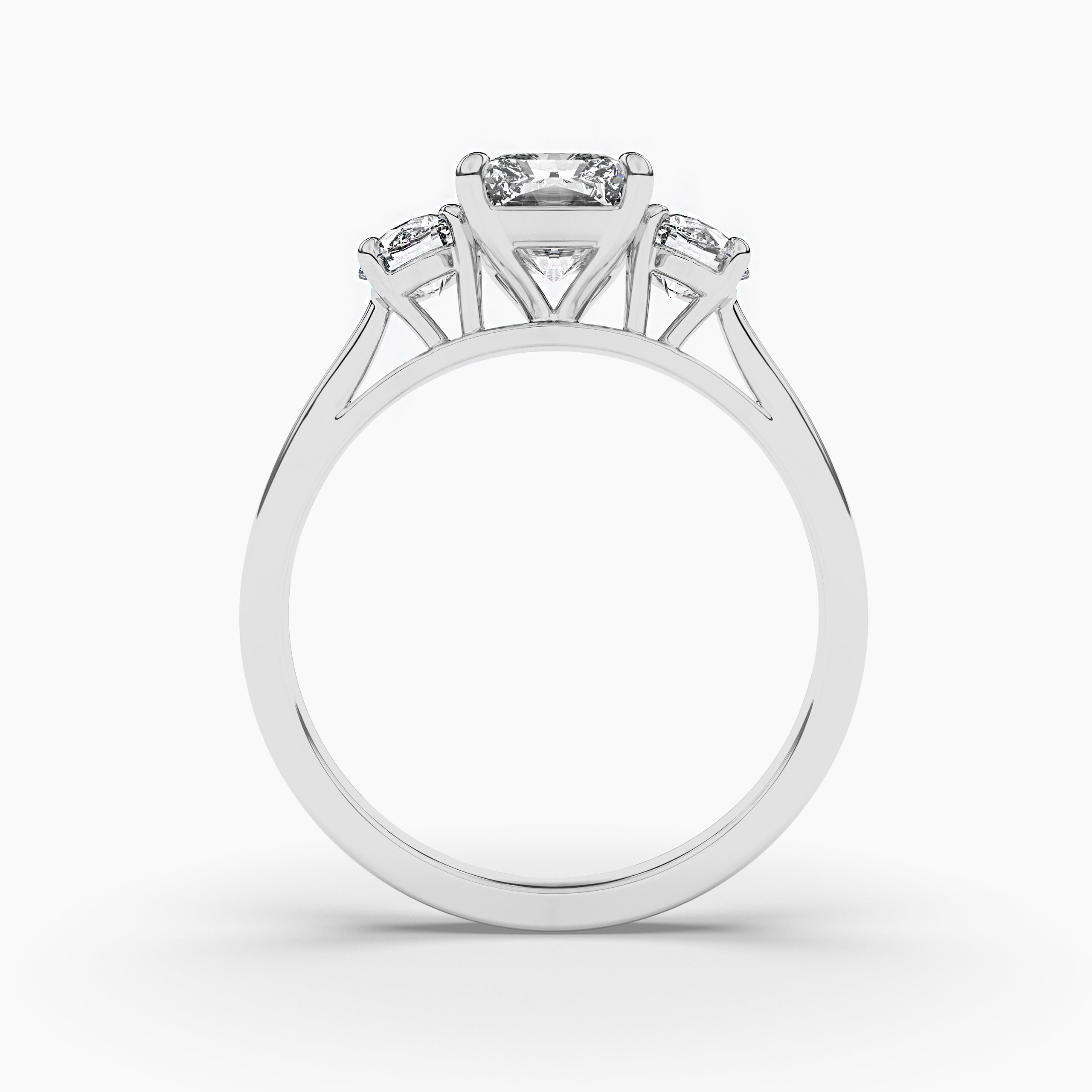 White Gold Rectangular Radiant Cut Diamond Engagement Ring