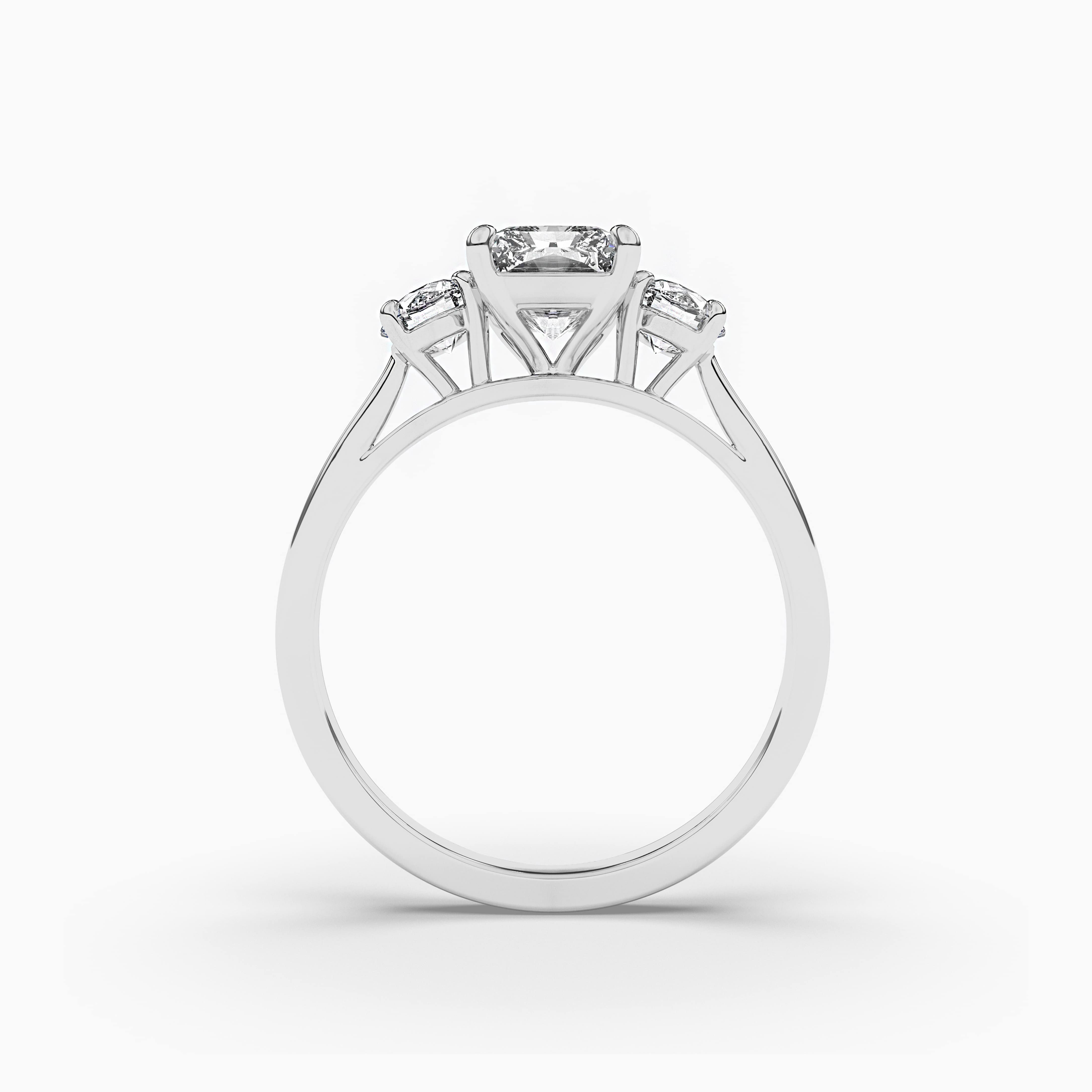  The Three Stone Radiant Engagement Ring White Gold