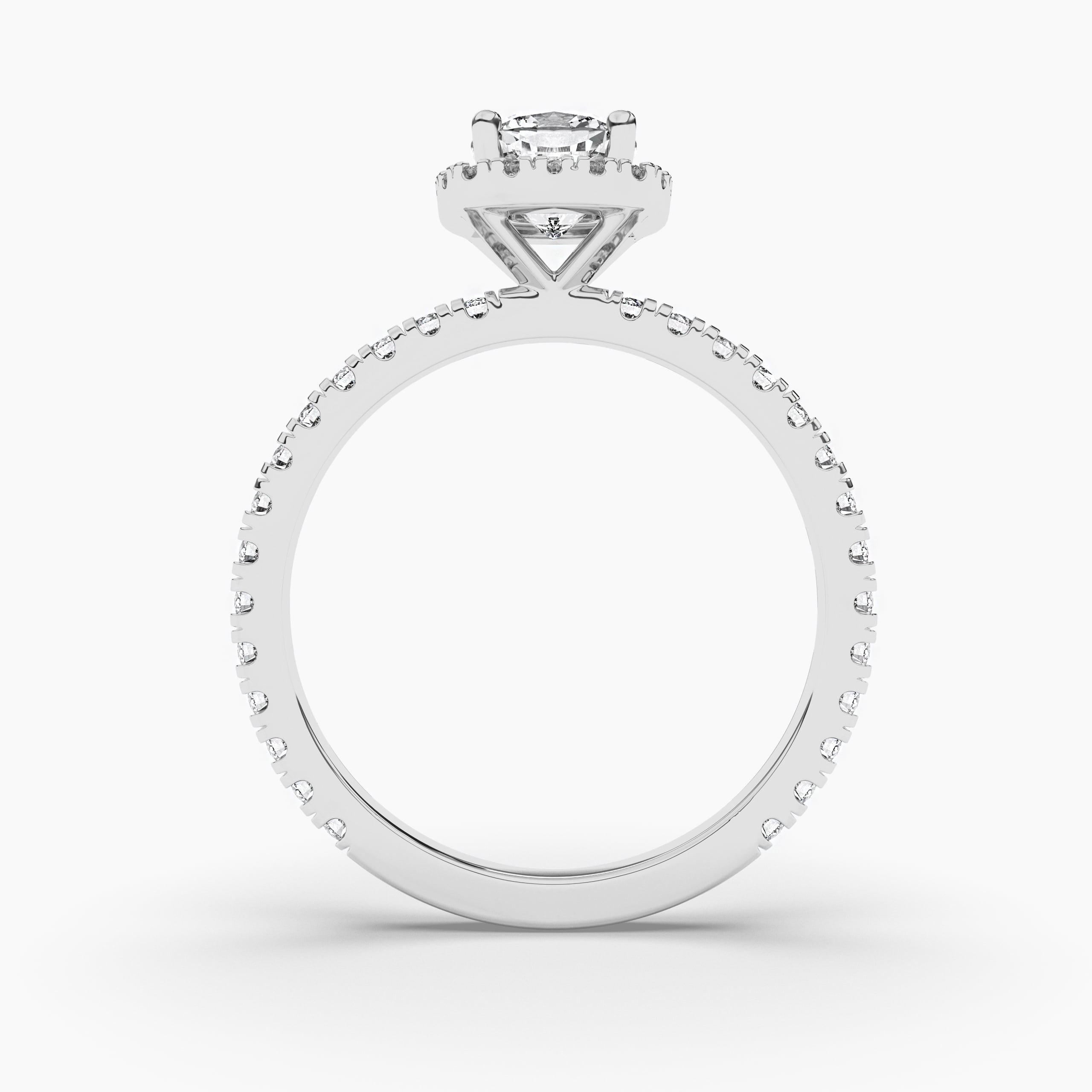 Ruby Cushion Cut Moissanite Halo White Gold Engagement Ring