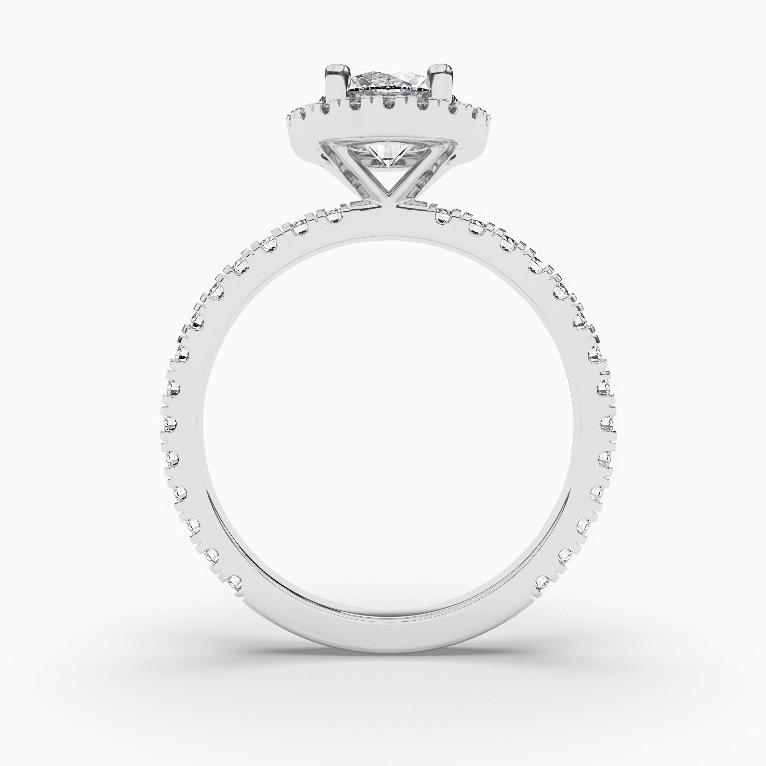 White Gold Round Double Halo Diamond Engagement Ring