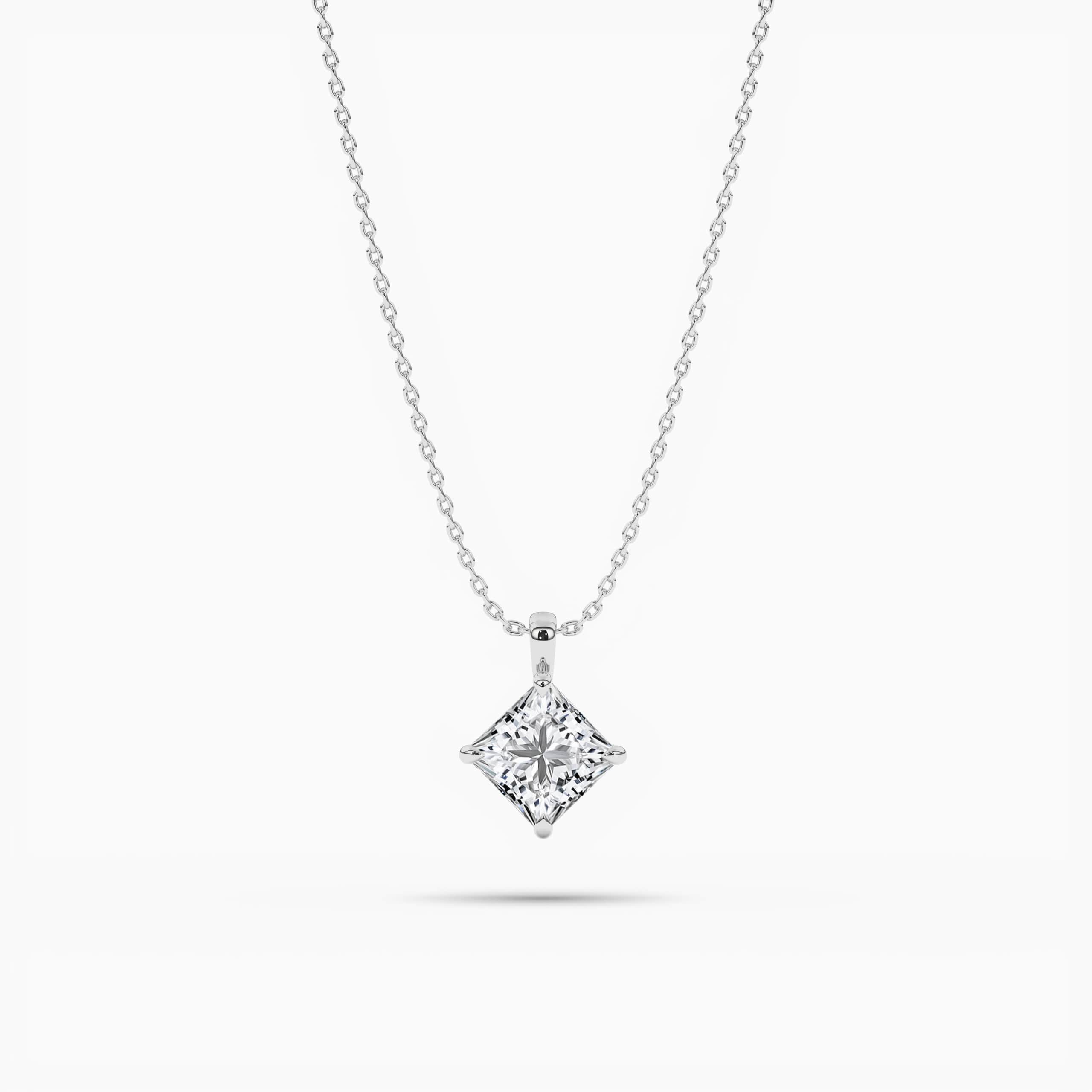 Yellow Gold Diamond Solitaire Pendant Necklace White Gold