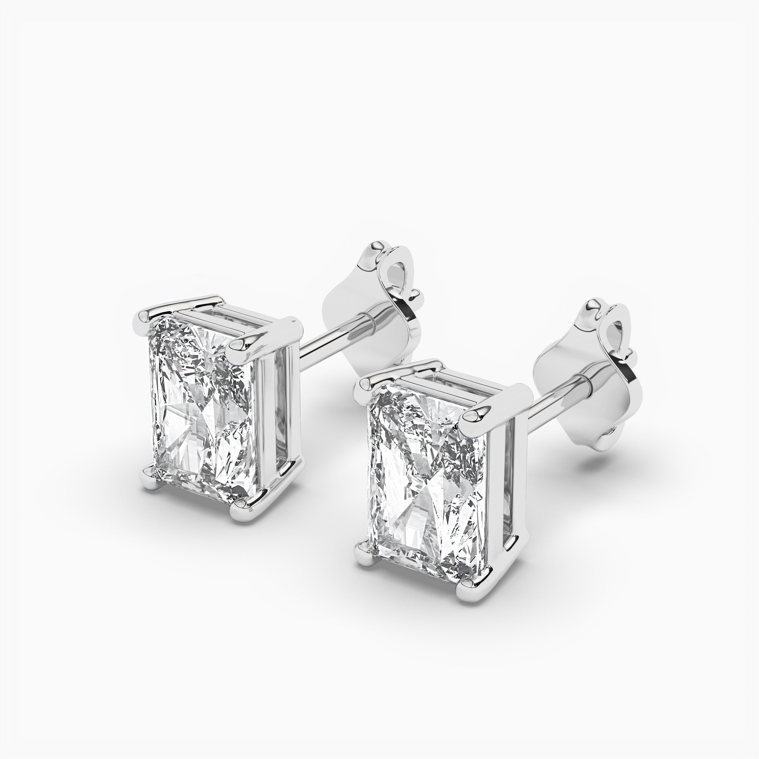 Radiant Cut Lab Diamond Solitaire Stud Earrings