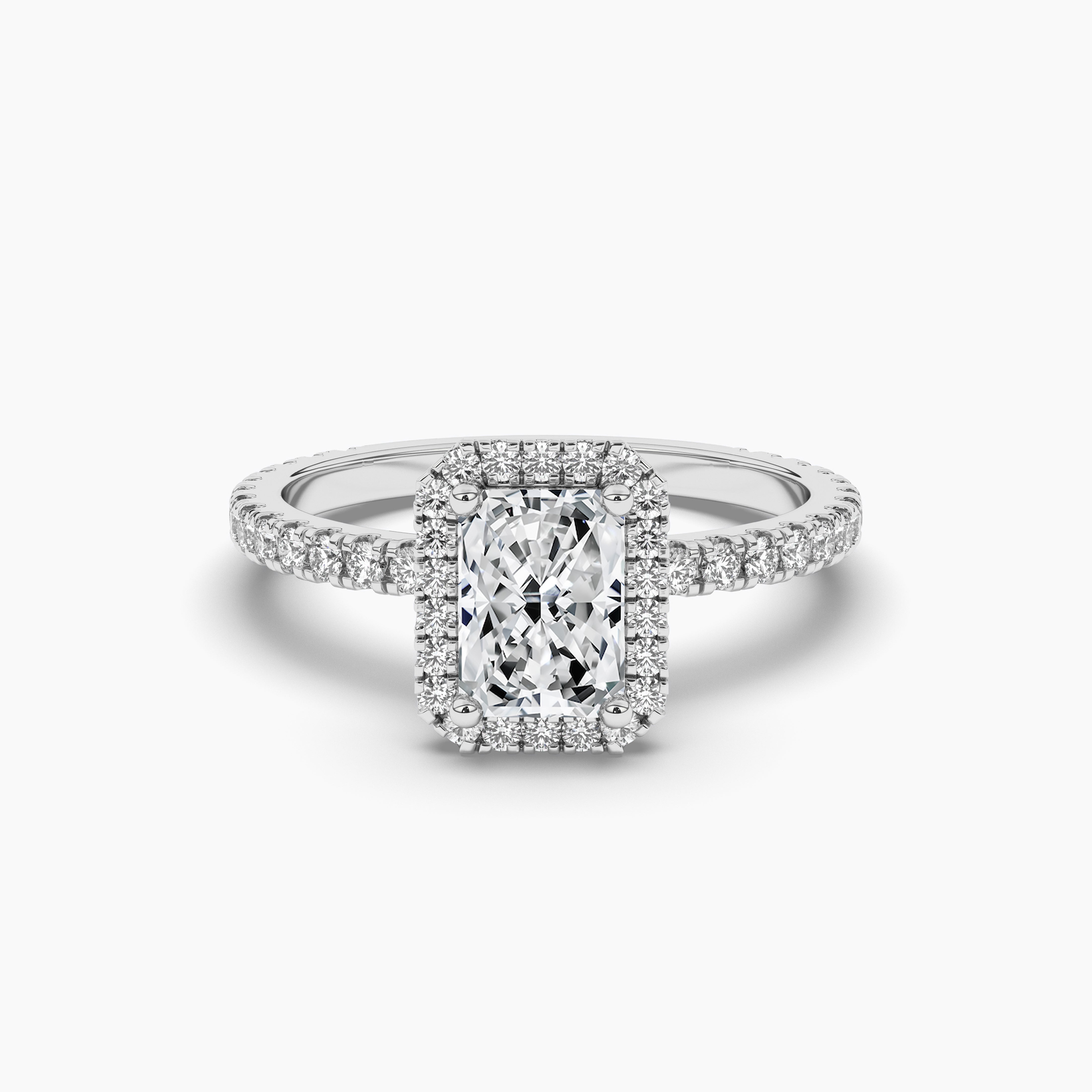 Radiant Cut Natural Diamond Double Halo White Gold