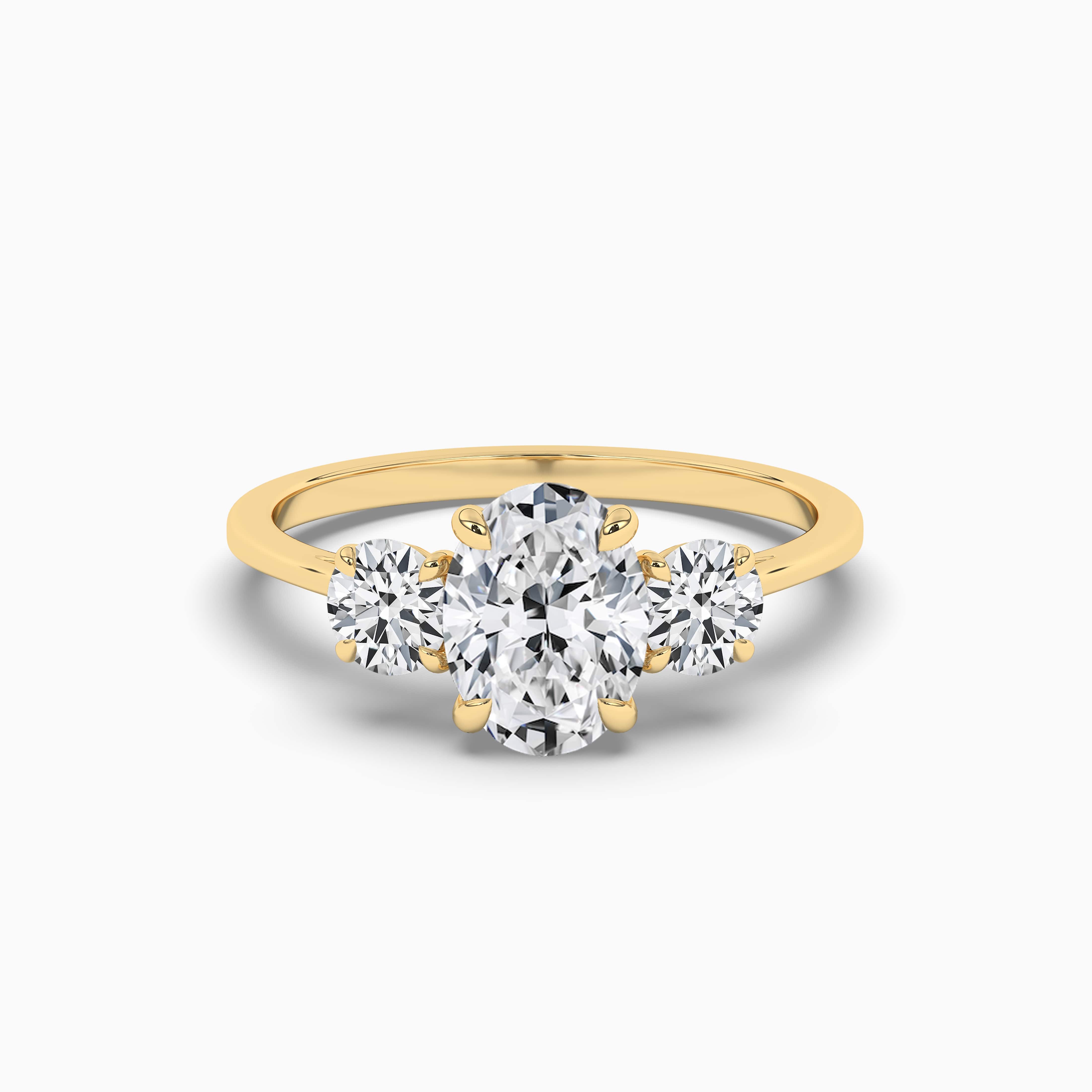 Oval Solitaire with Diamond Band Ring