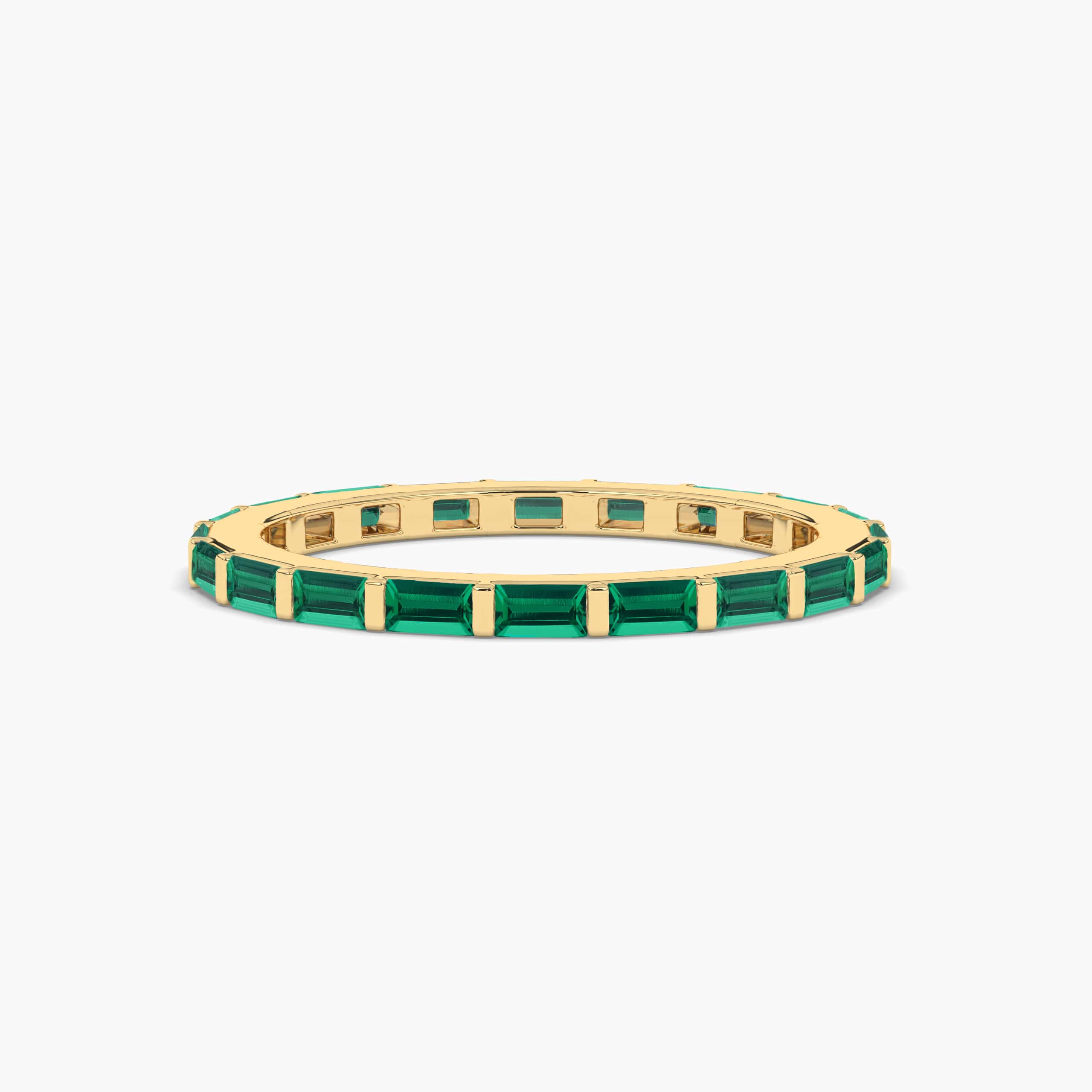 Natural Emerald Baguette Ring In Yellow Gold For Woman