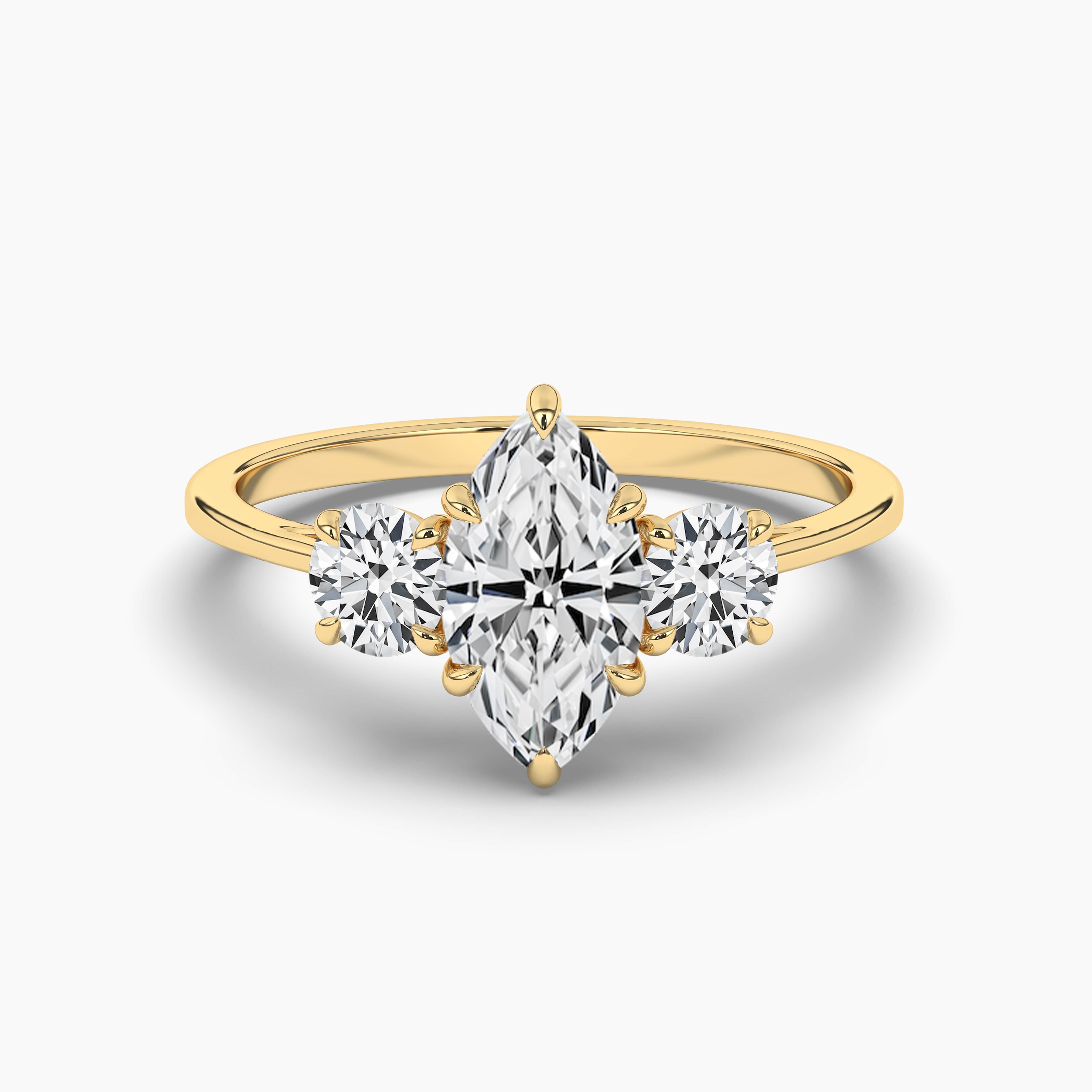 Marquise Diamond Engagement Ring Yellow Gold Diamond Bridal Anniversary Gift 