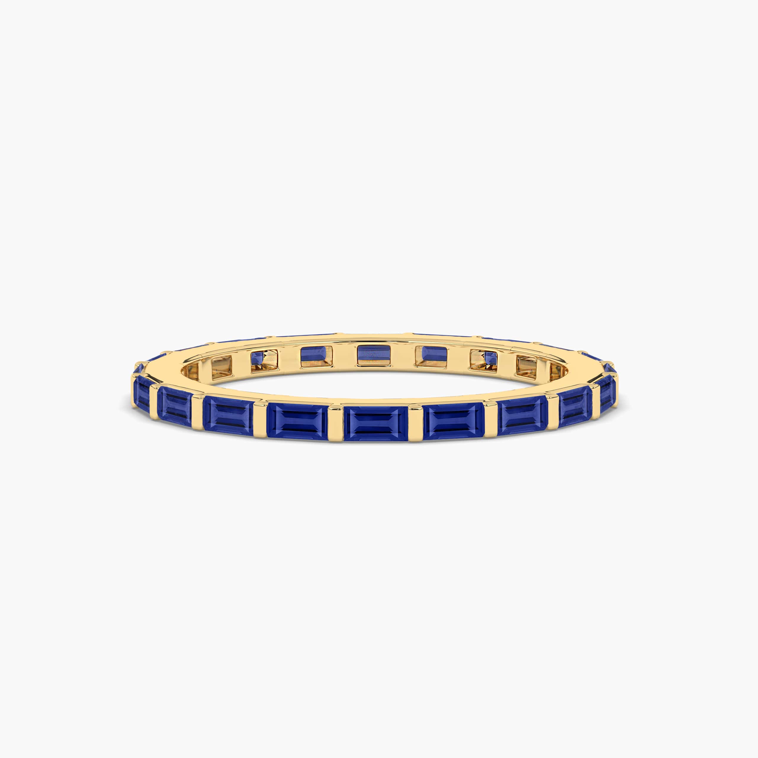 BLUE SAPPHIRE BADUETTE IN YELLOW GOLD
