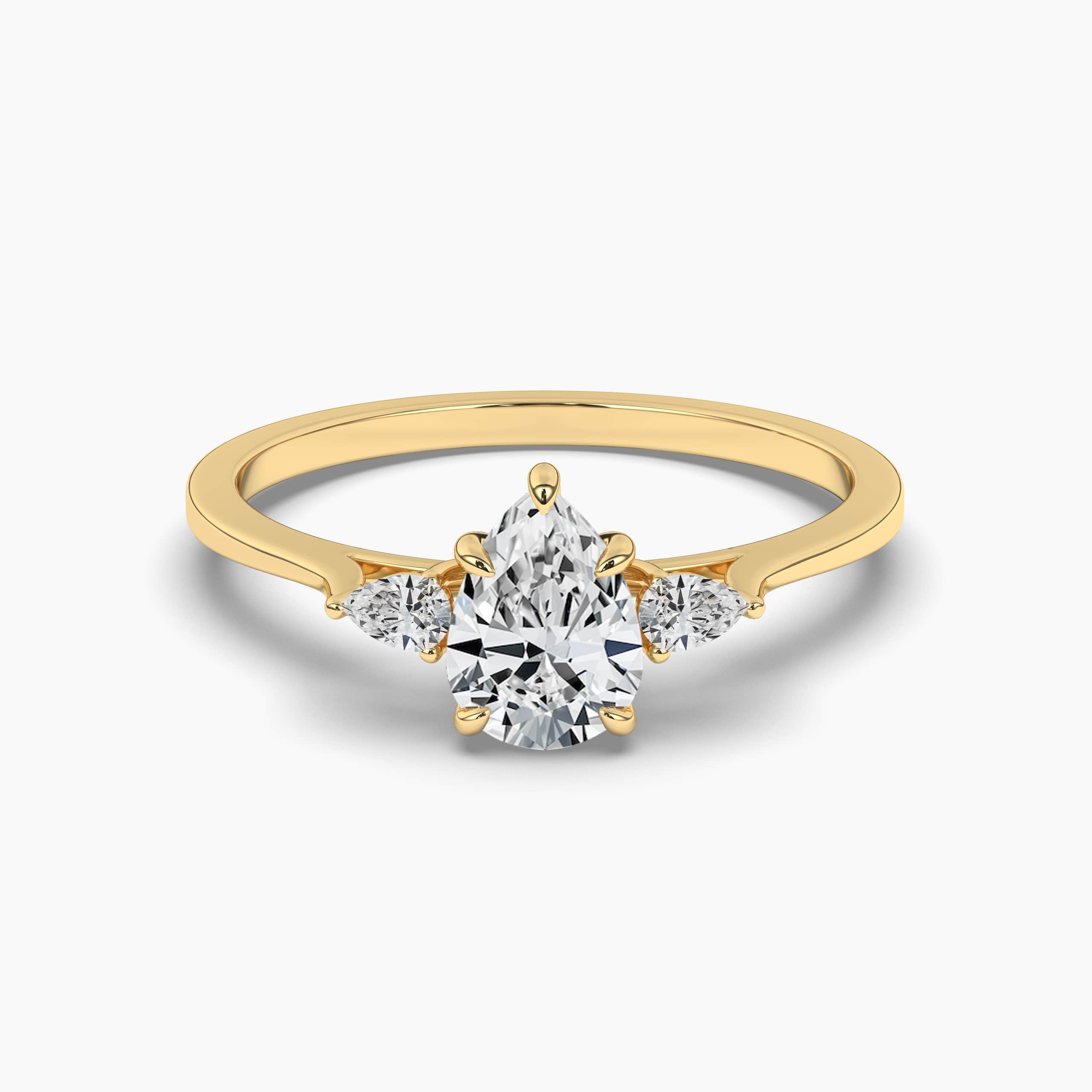 Oval Engagement Ring With Pear Side Stones 