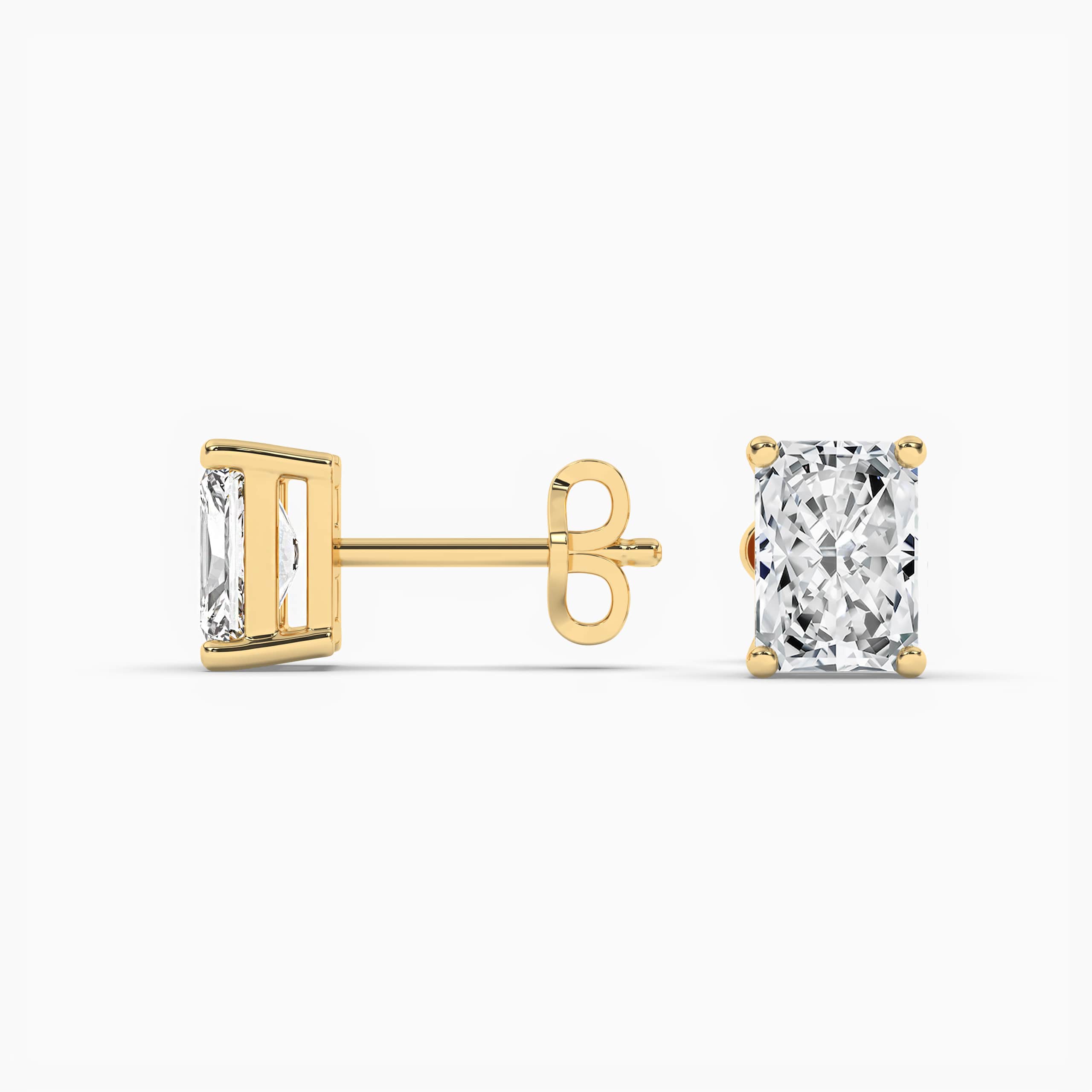 FANCY YELLOW RADIANT CUT HALO DIAMOND STUD EARRINGS