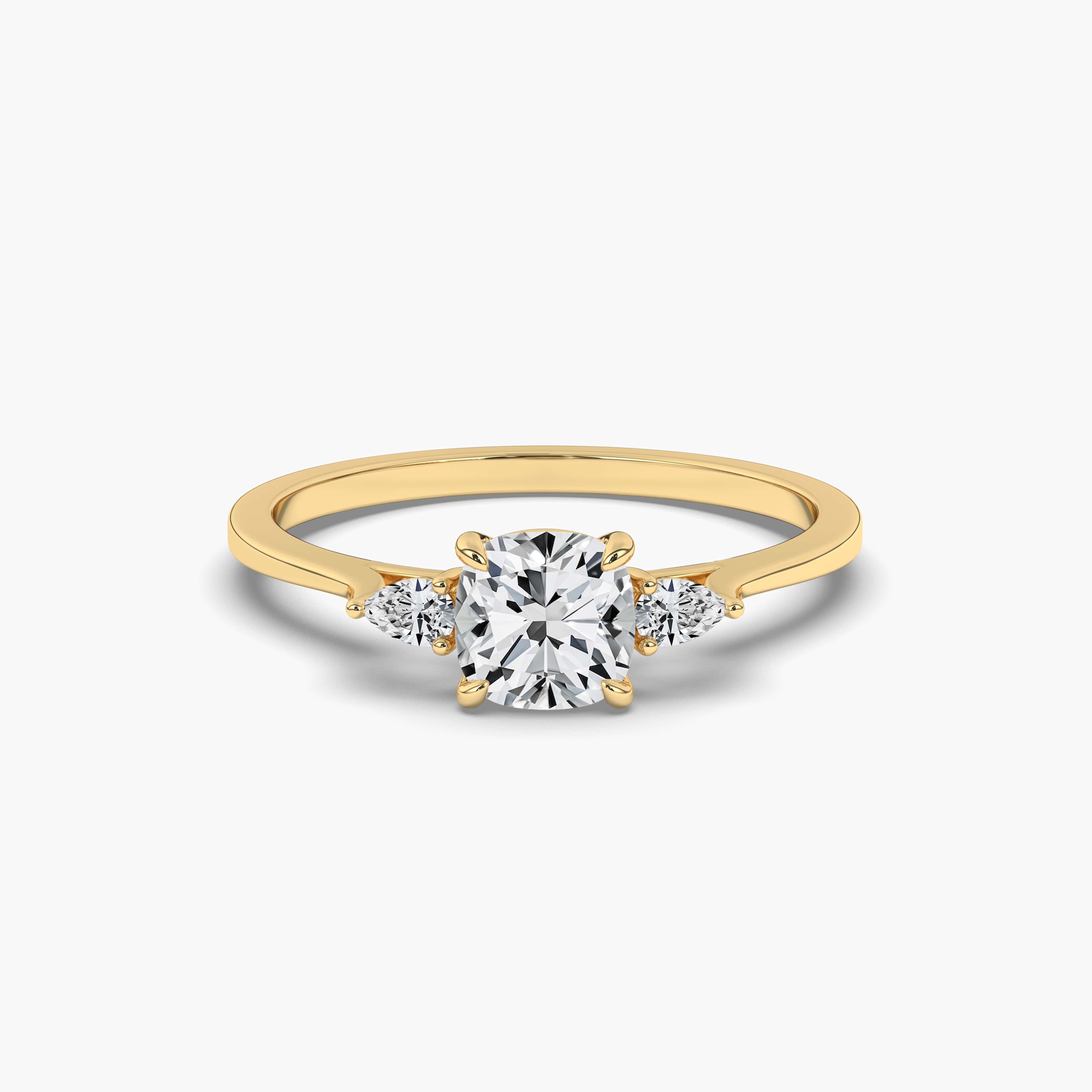 Women's Engagement Cushion Diamond Yellow Gold ring