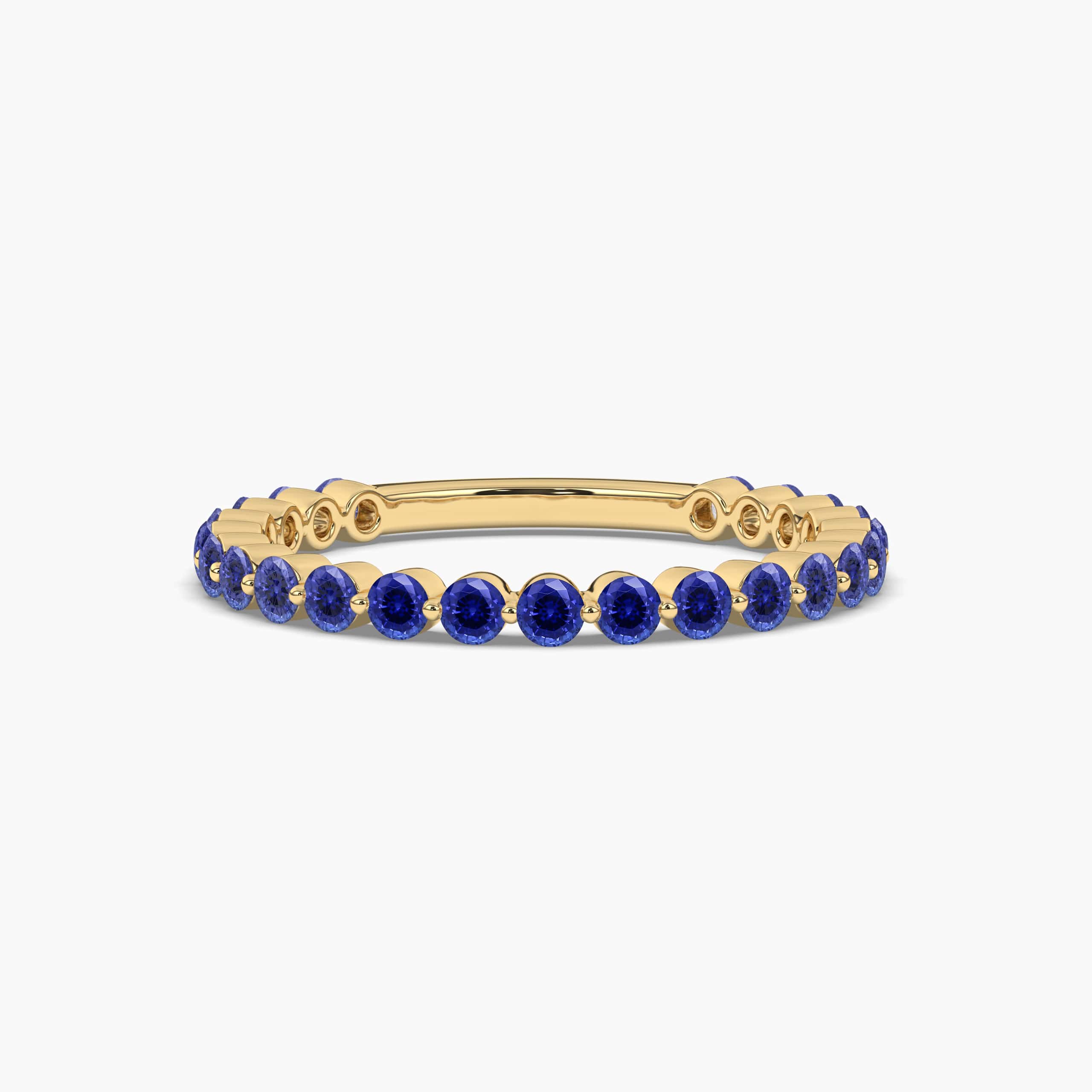 Blue Sapphire Half Eternity Ring in Shared Prong Setting In Yellow Gold