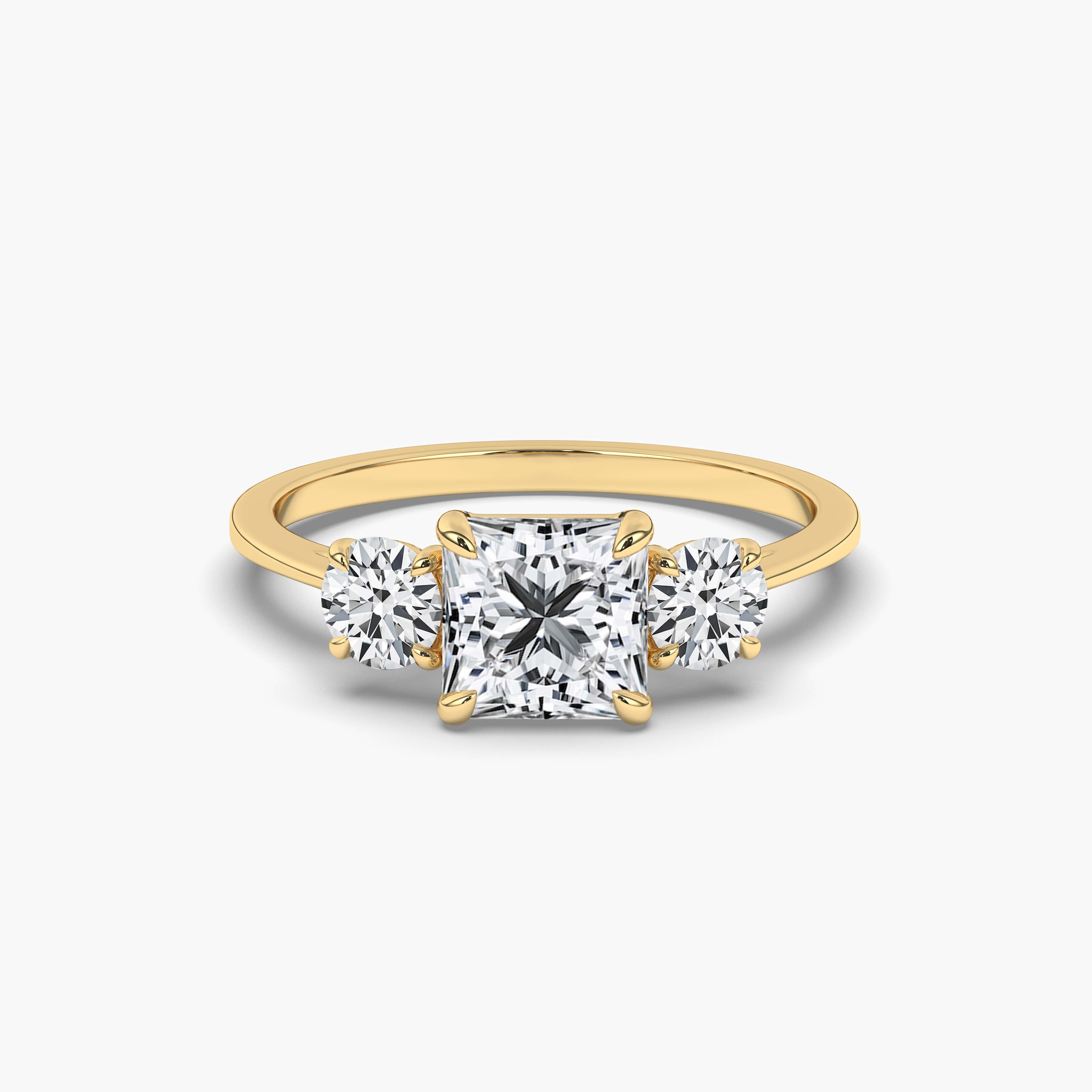 Princess Cut Diamond Engagement Ring Yellow Gold