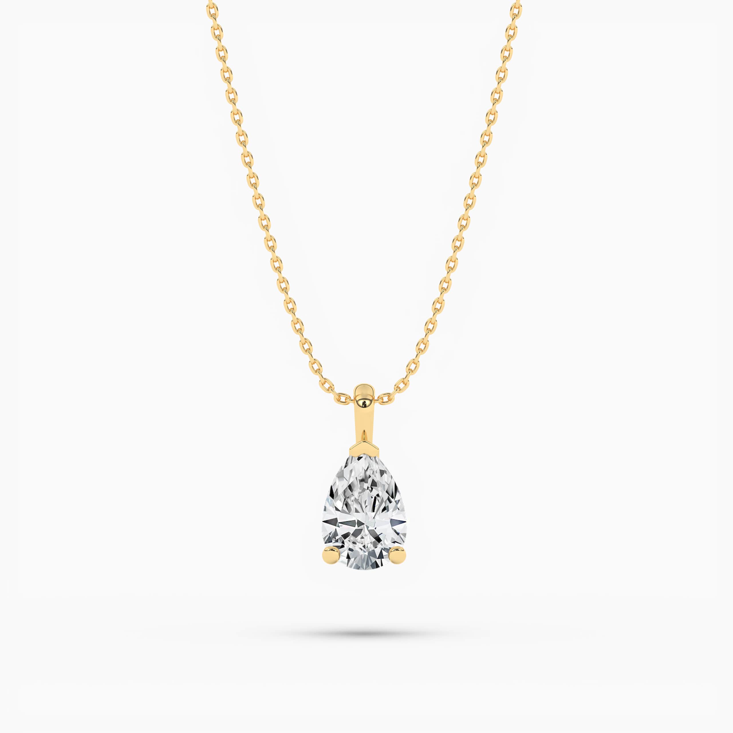 Pear Cut Diamond Pendant Necklace Gold Yellow