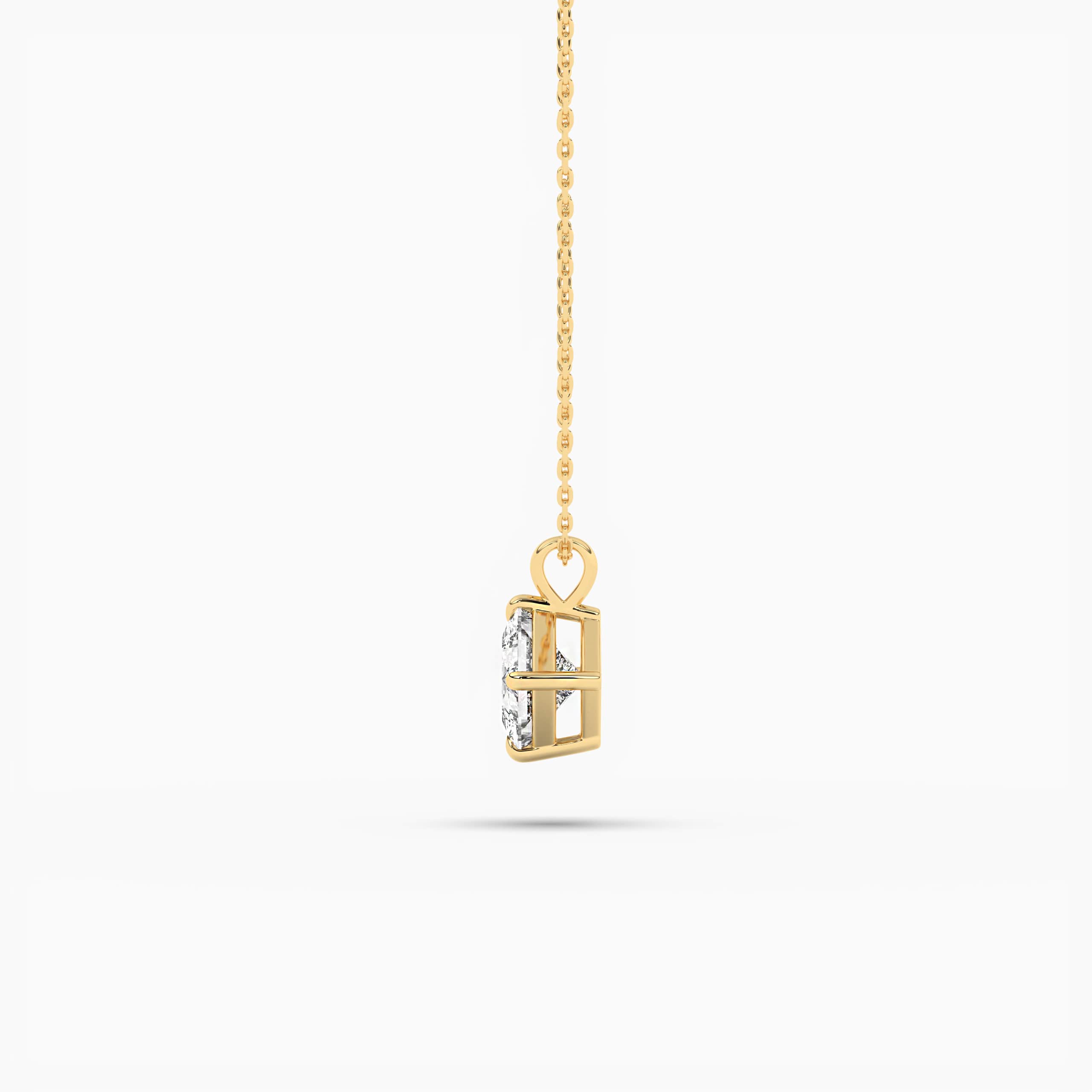 Yellow Gold Princess Cut Diamond Solitaire Pendant