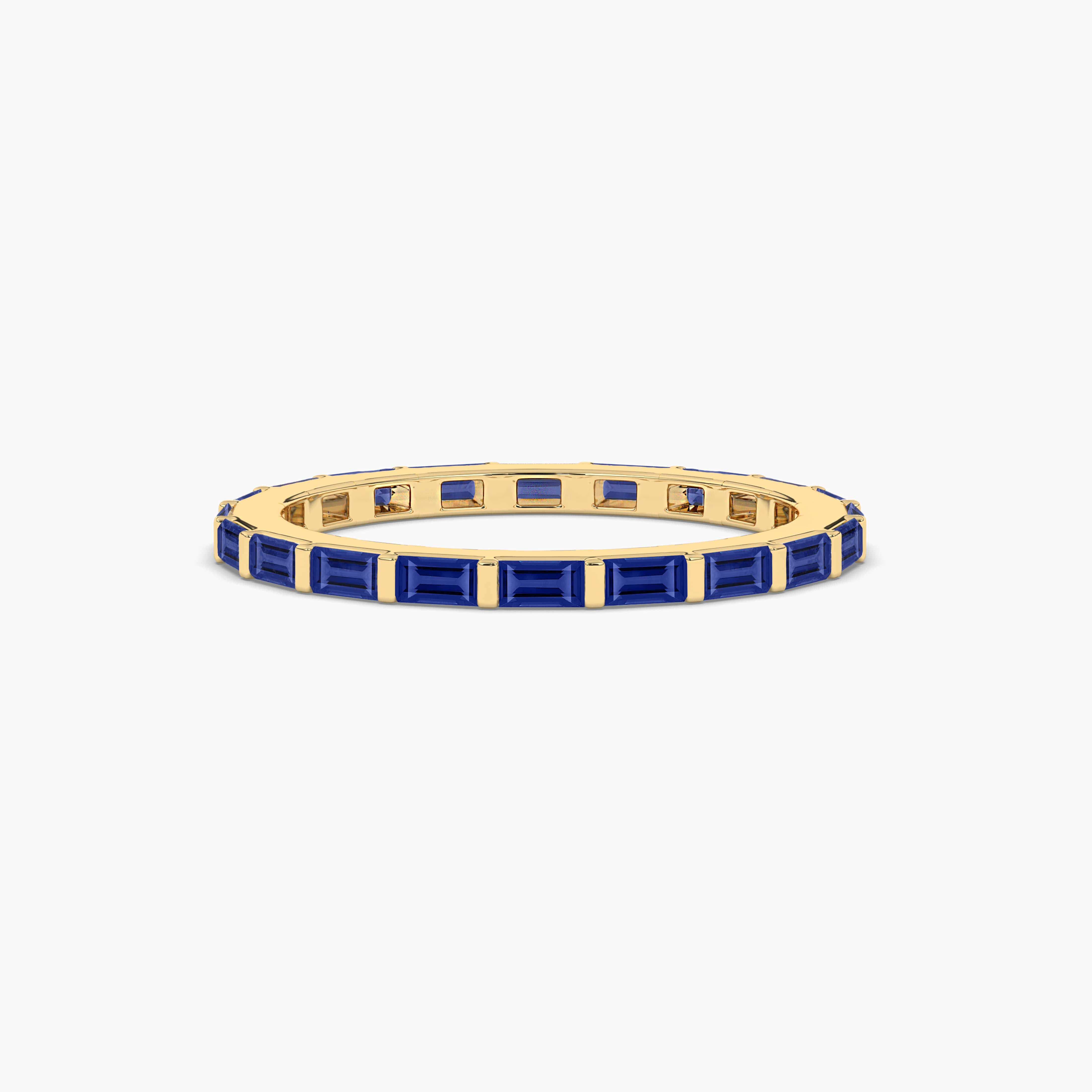 blue sapphire baguette full eternity band